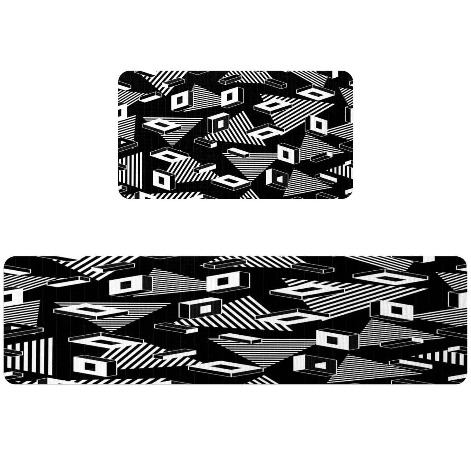 Tapetes de cocina lavables VAPOKF en blanco y negro: adiós a las manchas con diseño absorbente