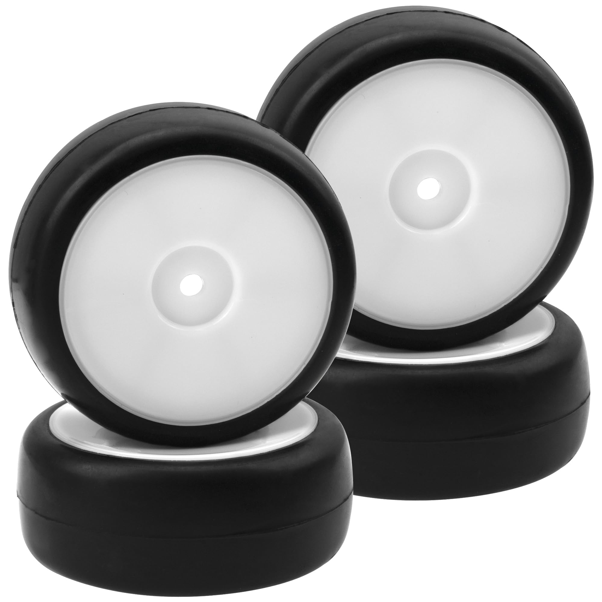 Amazon.com: HIRCQOO Plastic Wheel Rims 12mm Hex Hub & Rubber Tires w ...