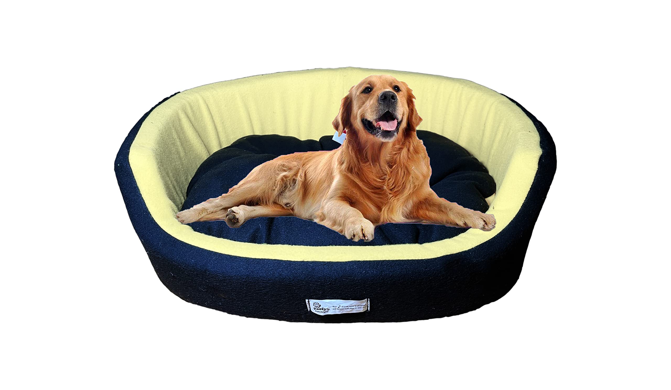 Furry Land XXL Size Dog Bed for Large size dog and cat Oval Shape Dual Color Cream Black Ultra Soft Velvet fabric Polyester Fill Pet Bed (B0D49BZBXR) Amazon Price History, Amazon Price Tracker