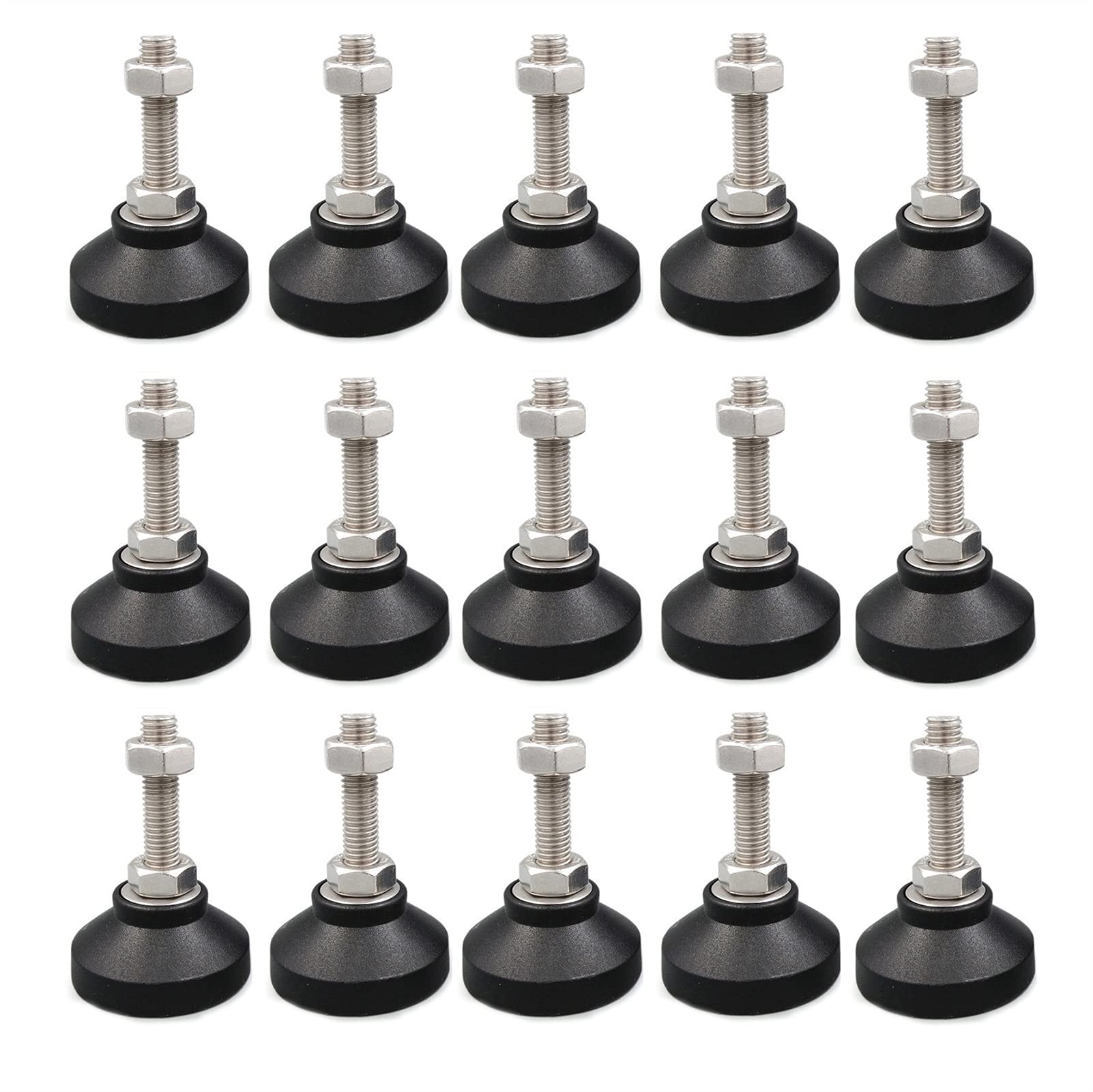 MyncbD Leveling feet Furniture Levelers M16 X 80mm Thread Heavy Duty Furniture Leveling Feet with Nut, Adjustable Leg Levelers for Cabinets Sofa Tables Chairs Raiser (Color : 15pcs)