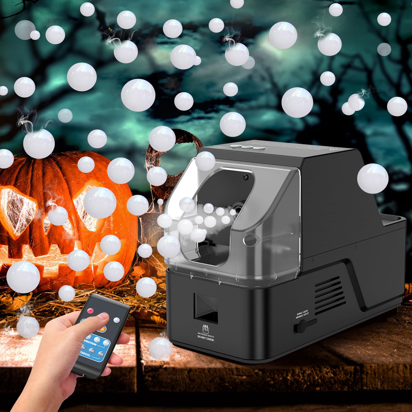 Nebelmaschine, 450W Fog Bubble Machine mit drahtloser Fernbedienung, 3 in 1 Bubble Fog Machine, Make Bubble | Fog Bubble | Continuous Fog for Halloween Weihnachten Party Hochzeit Geburtstag Holiday