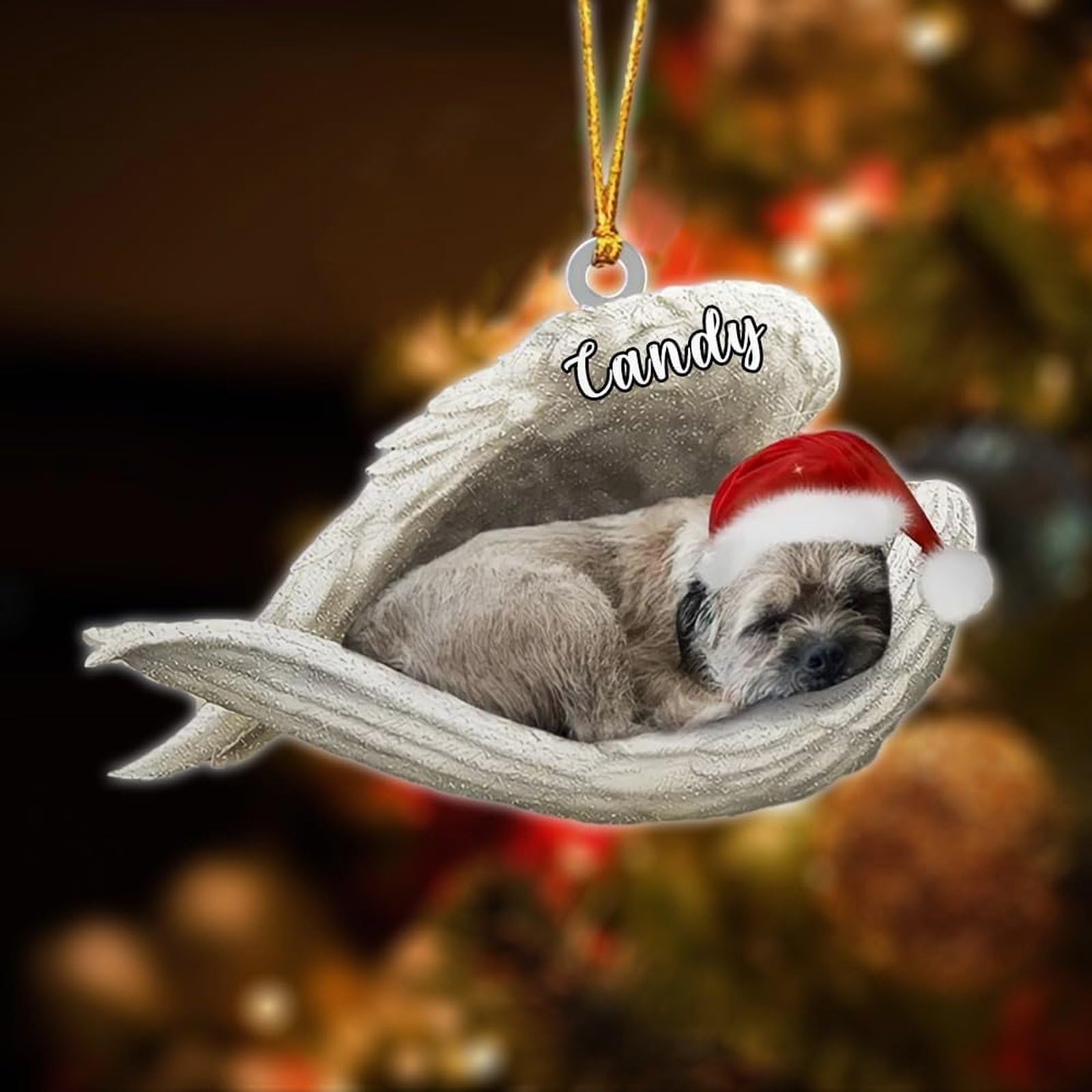 Luckluccy Border Terrier Custom Dog Angel Christmas Acrylic Ornament 2025,Gifts For Dog Lovers,Tree Decor