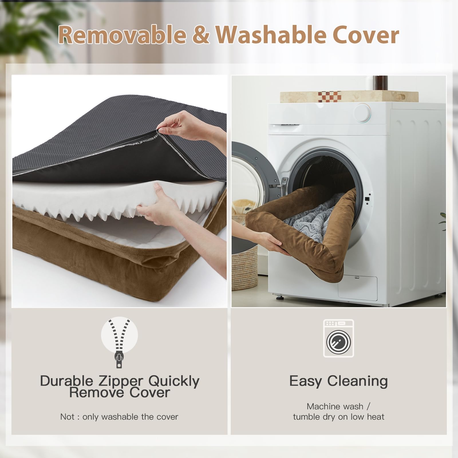 WNPETHOME Camas lavables para perros de gran tamaño, cama para perros XXXL, cama ortopédica para perros con funda extraíble e impermeable, cama extragrande para perros con lados de refuerzo para