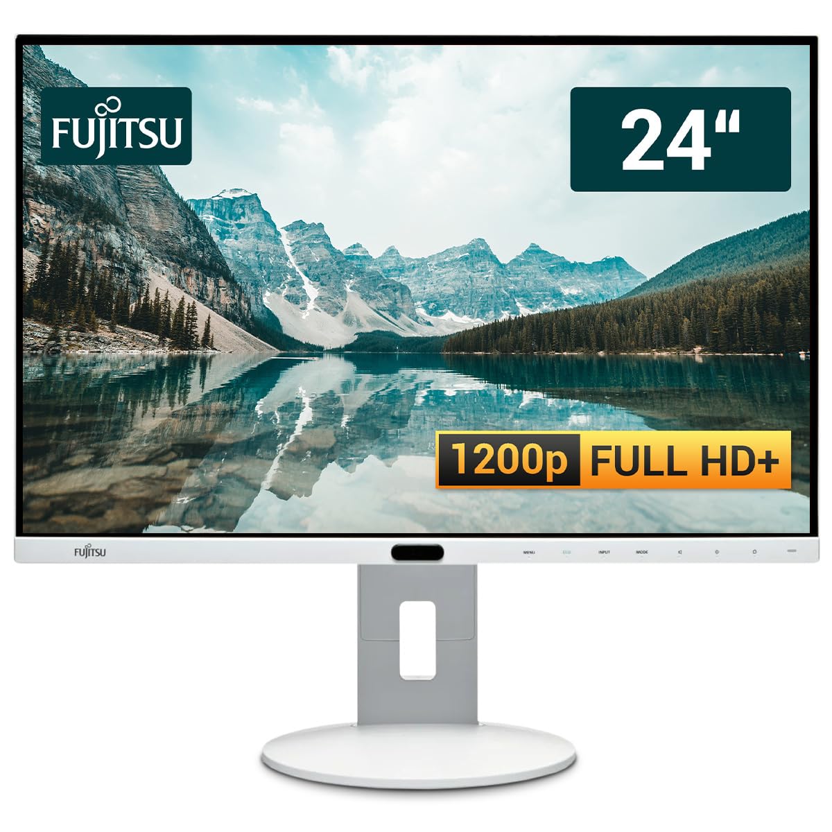 Fujitsu Display P24-8 WE 24 Zoll Business Computer Monitor, Desktop Gaming Monitor, Full HD+ (DisplayPort - DVI - HDMI - Lautsprecher - USB-HUB - VESA), PC Bildschirm, marmorgrau (Generalüberholt)