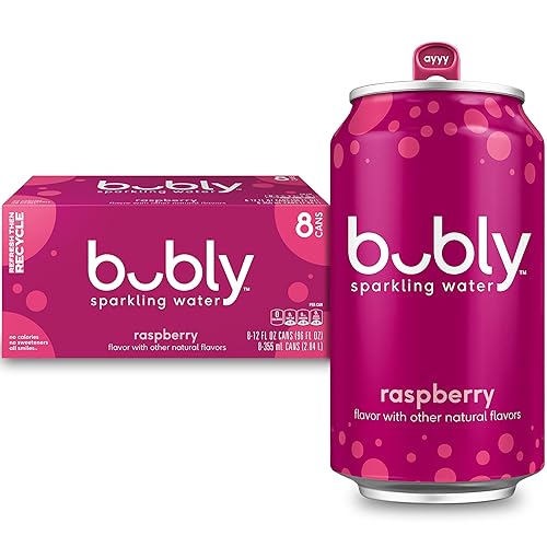 Bubly Sparkling Water, Raspberry, Zero Sugar & Zero Calories, Seltzer Water, 12 Fl Oz Cans (Pack of 8) - Raspberry - 12 Fl Oz (Pack of 8)