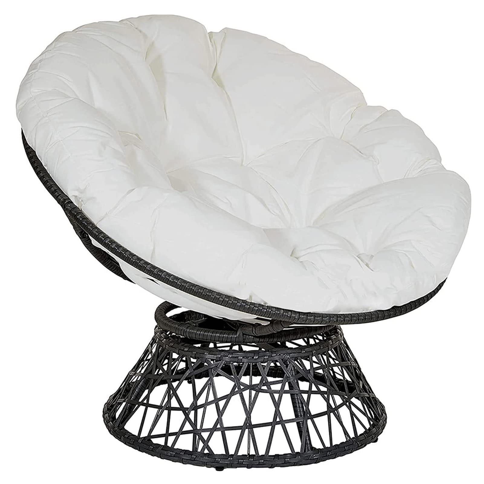 TDHLW Papasan Chair Cushion Only Outdoor Waterproof Cloth Hammock Chair Pillow Pad Thicken Garden Hanging Chair Moon Radar Chair Cushions with Cotton Lining Soft and Comfortable,White,47in