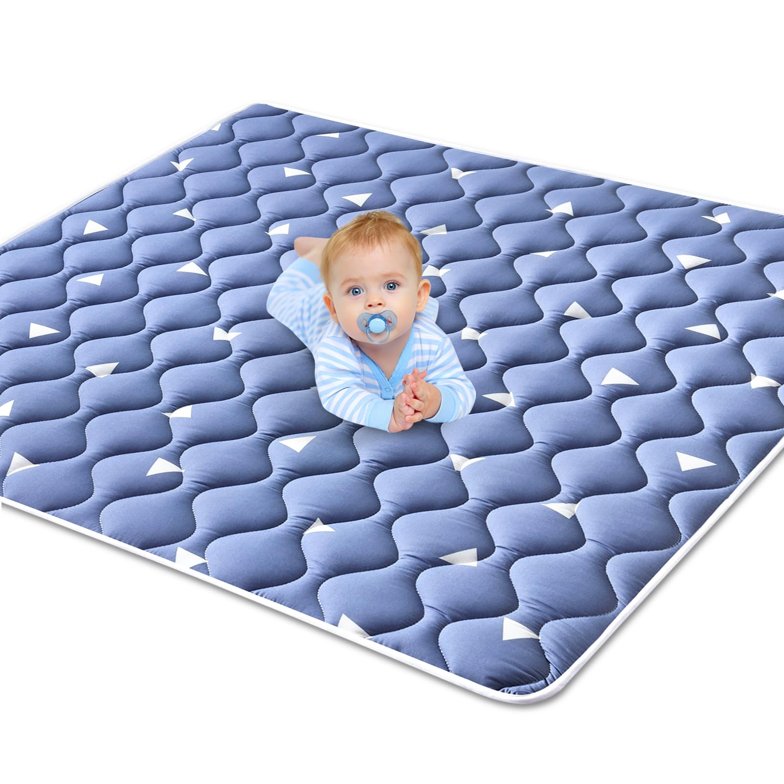 Premium Baby Play Mat 50" X 50", Thicken Foam One-Piece Crawling Mat, Non-Slip Cushioned Baby Playmats for Infants, Babies, Toddlers, Foldable and Machine Washable