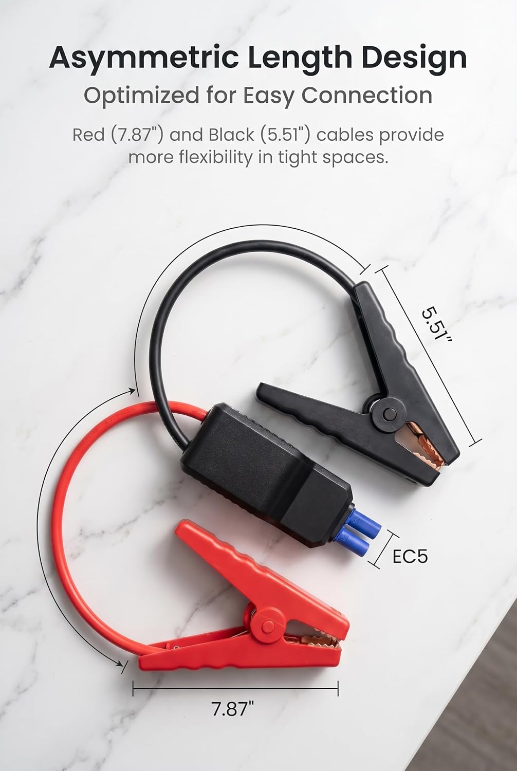 Car Jump Starter Clamps, Jumper Clamps with EC5 Connector, 12V Portable Jumper Cables, Heavy Duty Replacement Cord, Universal for Most Cars, SUVs, Trucks (Black+Red) image 2