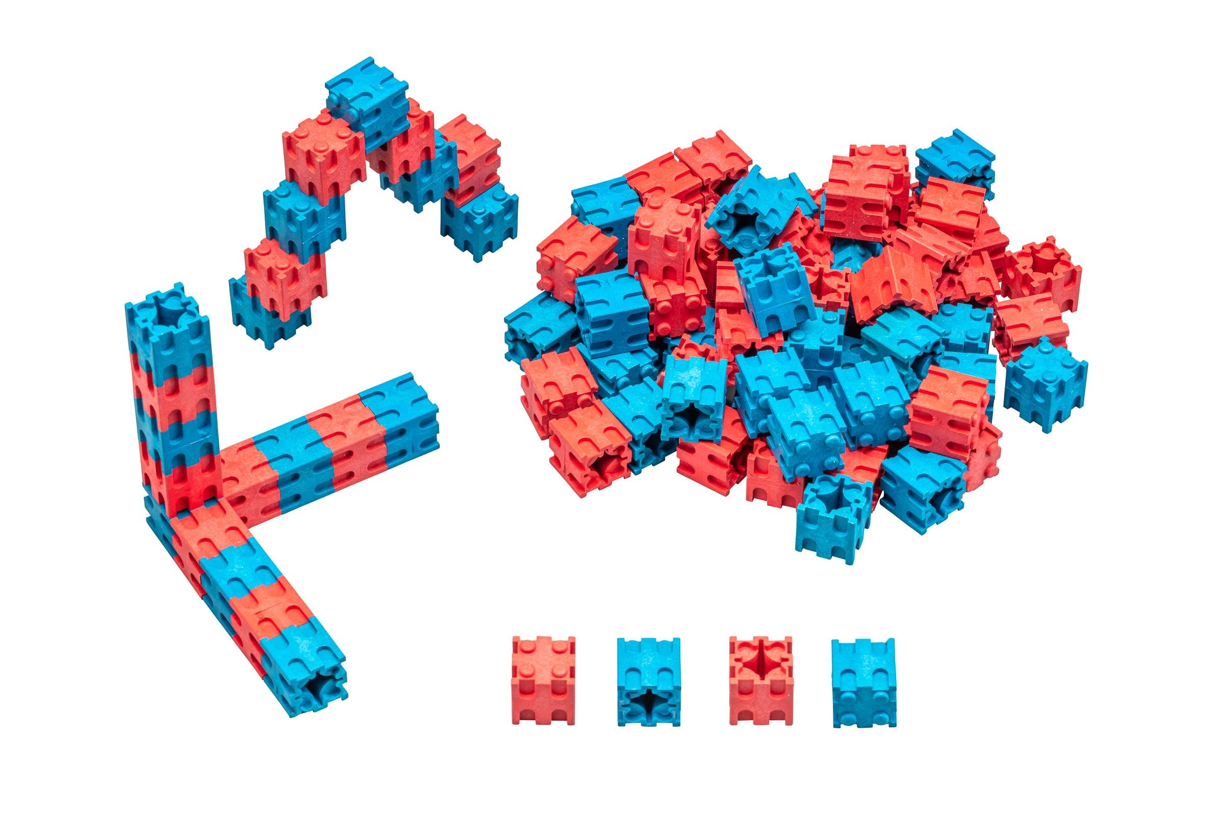 WISSNER active learning 100 Interlocking Cubes 2 x 2 cm, made Out of RE-Wood In Red/Blue