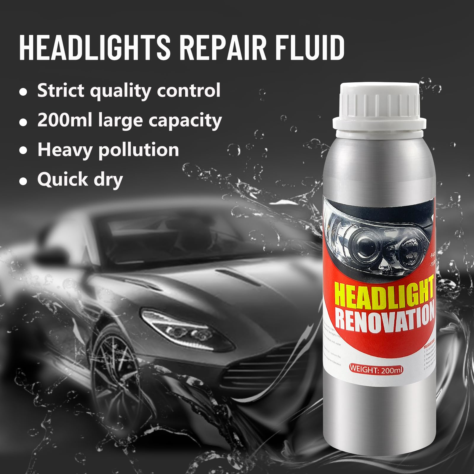 Kit Renovation Phare Voiture 200ml, Kit de rénovation de phares de Voiture avec Tasse d'atomisation, Kit Polissage jaunissement Flou Scratch du Phares des Auto et de Moto