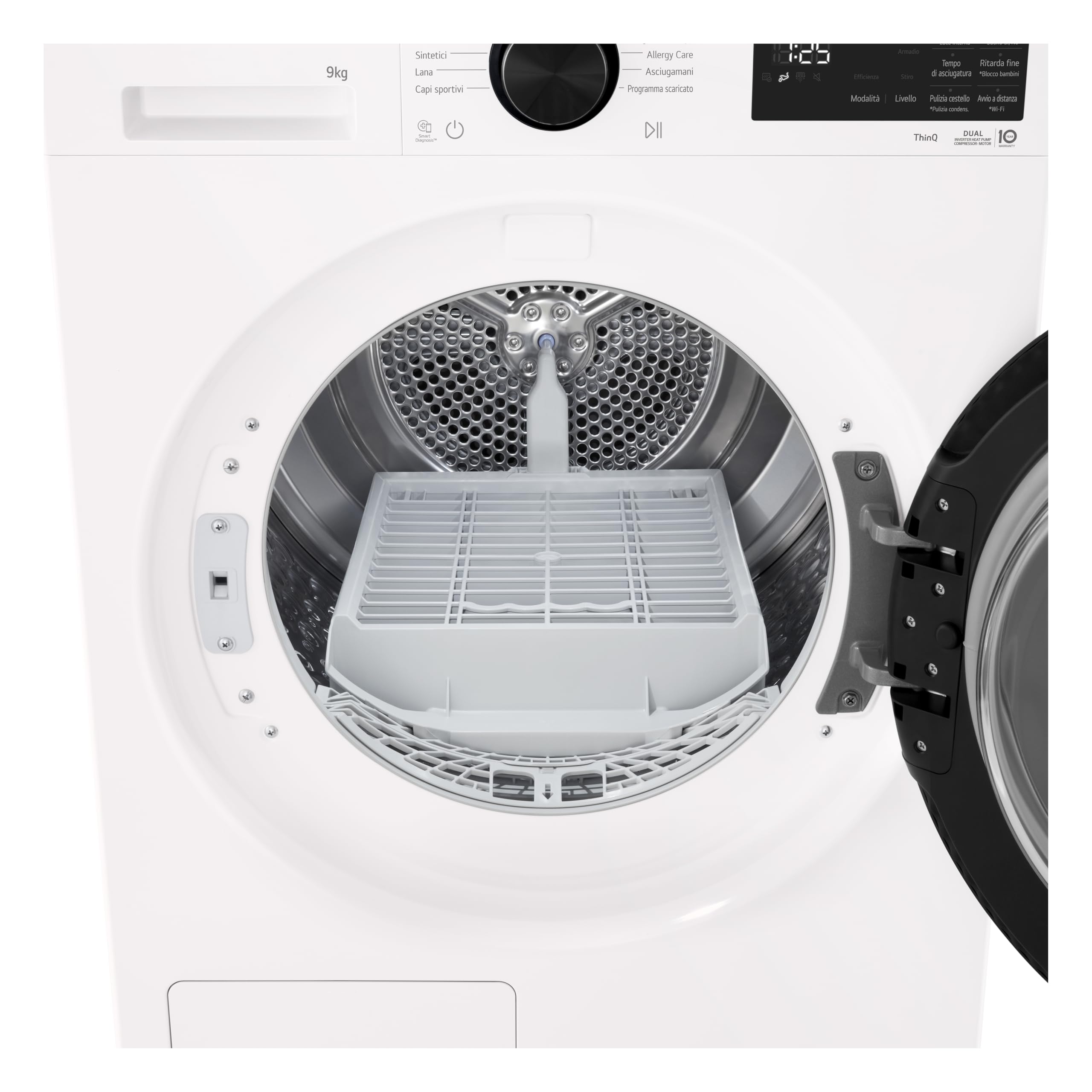 LG RNX5009NWWB Asciugatrice 9Kg Pompa di Calore DUAL Inverter, Classe B, Asciugatura AI Dry con Intelligenza Artificiale, Wi-Fi, Serie X5, Motore Direct Drive, Allergy Care, Essence White