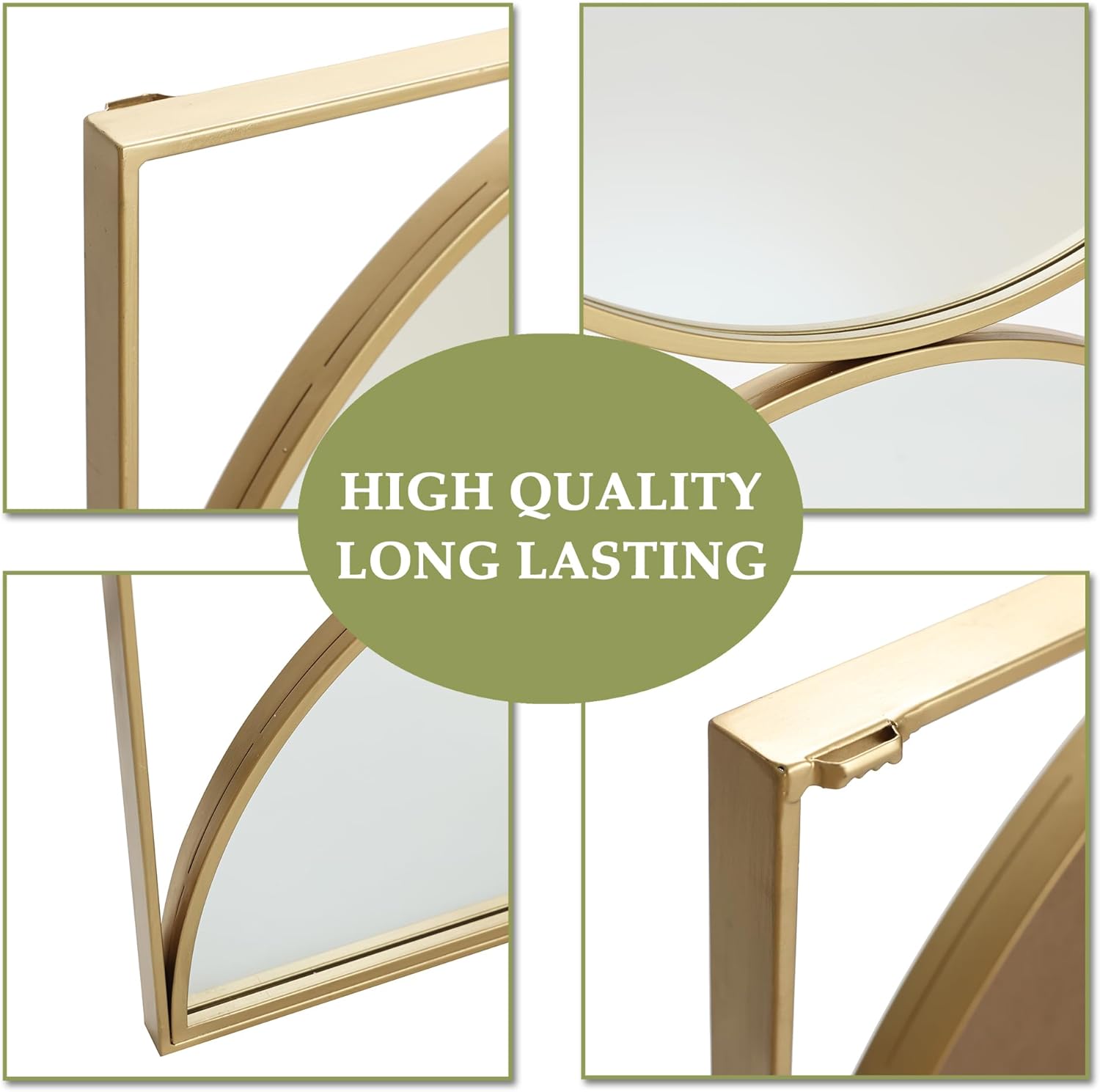 Luxenhome Wall Mirror Decorative 36 inch Large Gold Hourglass Frame Metal Modern Accent Wall Mirror, Vanity Mirror, Farmhouse Decorative Mirrors for Bedroom, Bathroom, Living Room, Entryway