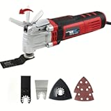 NEWONE Oscillating Tool 4 Amp Oscillating Multi-Tool Kit with 4° Oscillation Angle&comma;6 Variable Speed with 5-piece Electric Multitool Blades &lpar;Red Black&rpar;