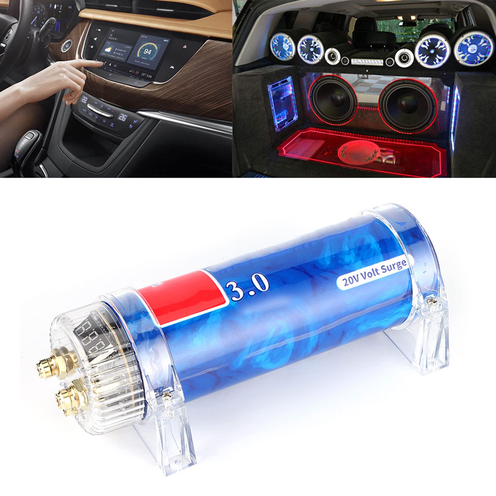 3.0 Farad Voiture Audio Condensateur De Puissance Amplificateur Régulateur Stabilisateur Couleur Bleue Modifiée Auto Pièces Voiture électronique Accessoires