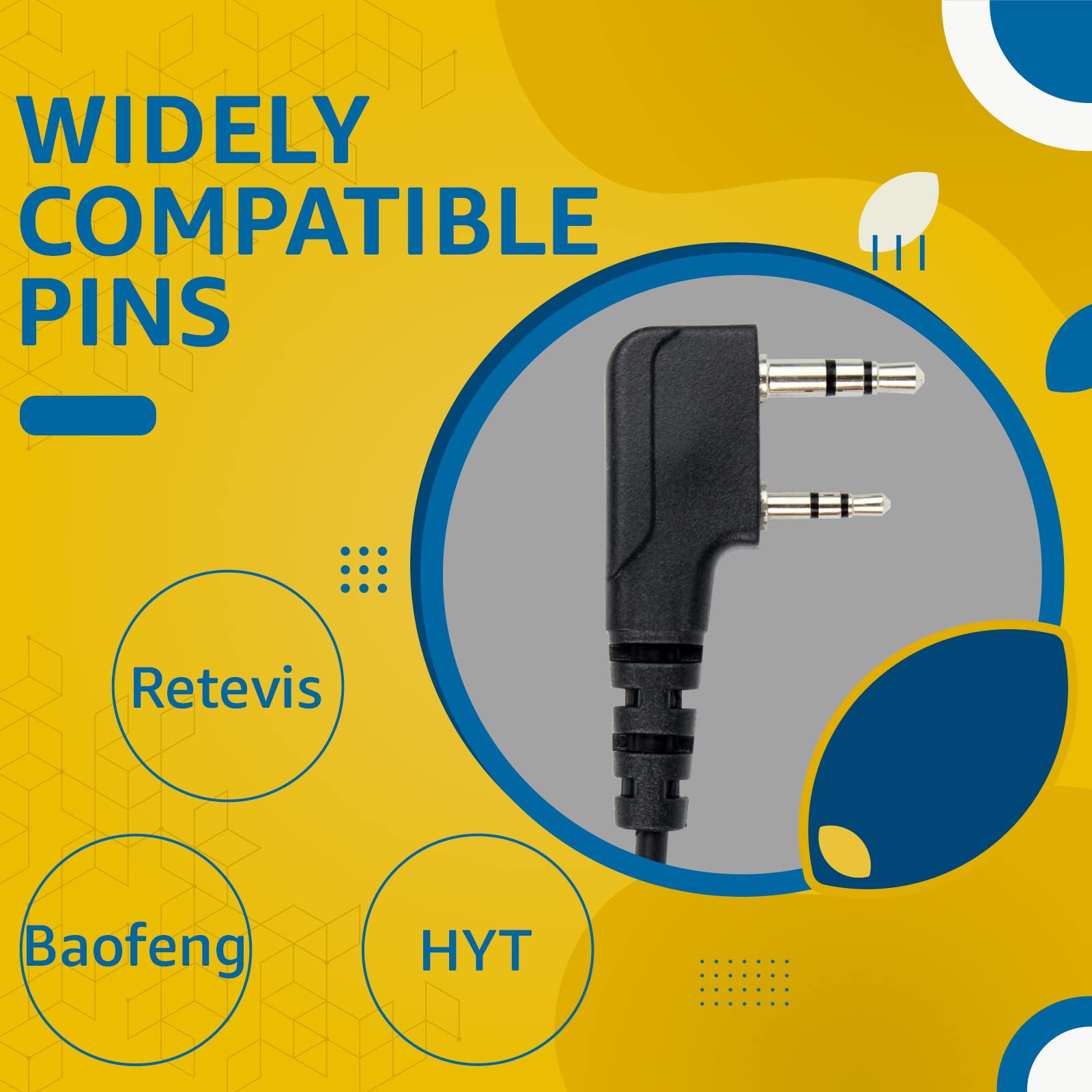 Retevis Cuffie Walkie Talkie 2 Pin Auricolare Dito PTT Microfono Headset燙ompatibile con Ricetrasmettitore RT24 RT22 RT27 RT3S RT5 RT5R Kenwood BAOFENG UV-5R BF-888S ESYNiC (2 pezzi)