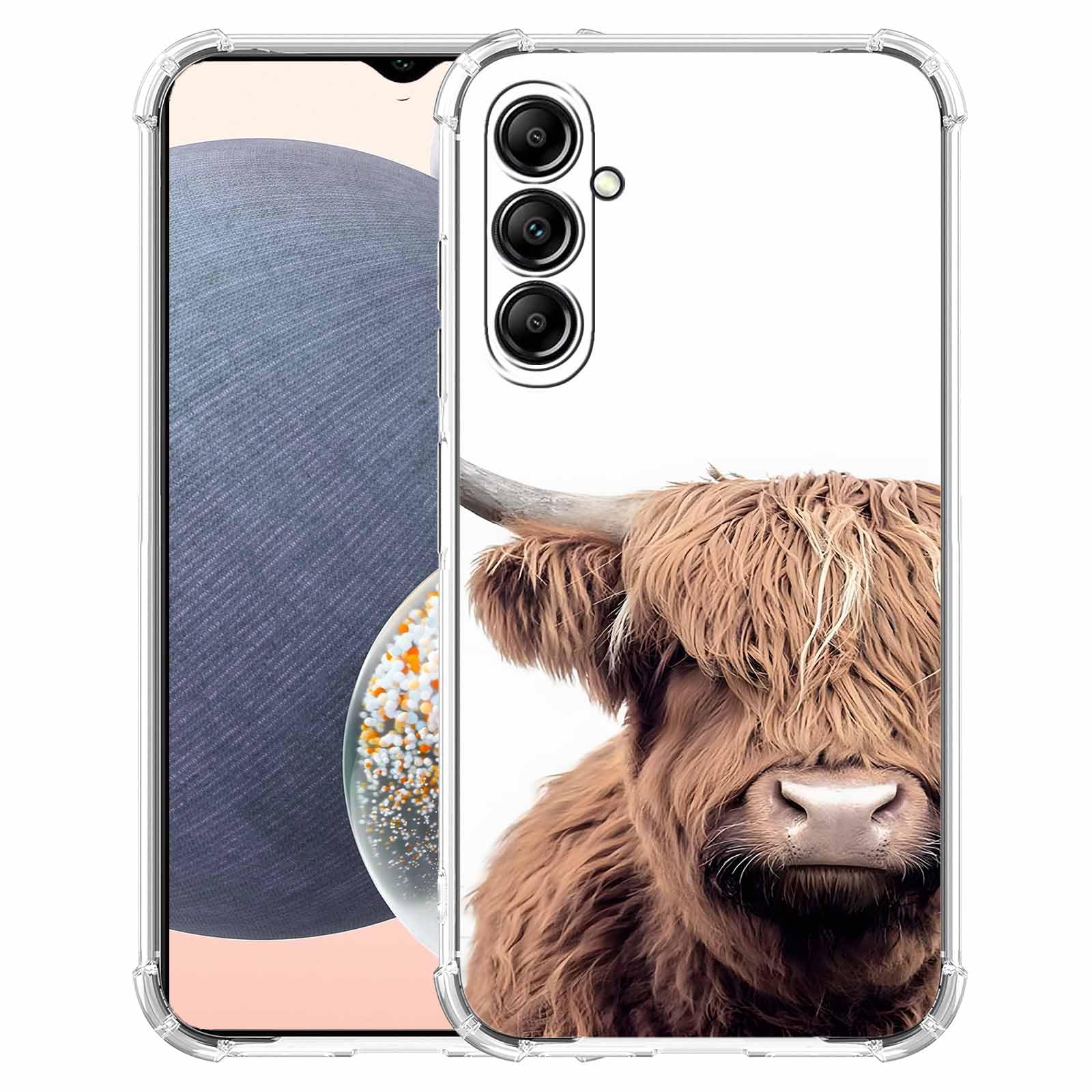 Brown Scottish Highland Cattle Case Compatible with Samsung Galaxy A14,Cool Cow Wild Animal Pattern,Soft TPU Shockproof Case for Galaxy A14