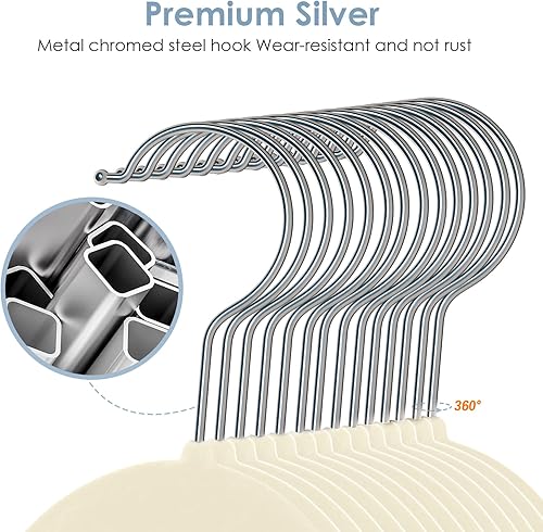 Miniatura 4 de Perchas de terciopelo antideslizantes que ahorran espacio para pantalones, paquete de 8 perchas de ropa de varias capas, organizador de armario para