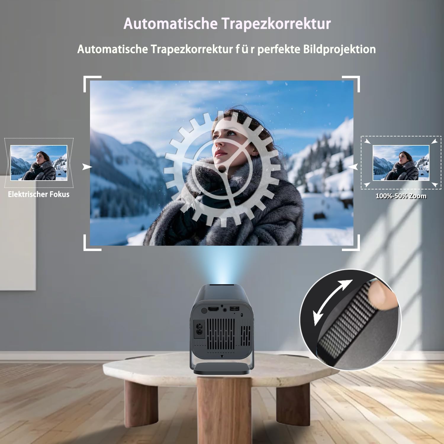 Mini Vidéoprojecteur Android 11 1080P HD Projecteur WiFi & Bluetooth Correction Trapézoïdale Automatique Portable pour Home Cinéma & Extérieur (X500 Noir)