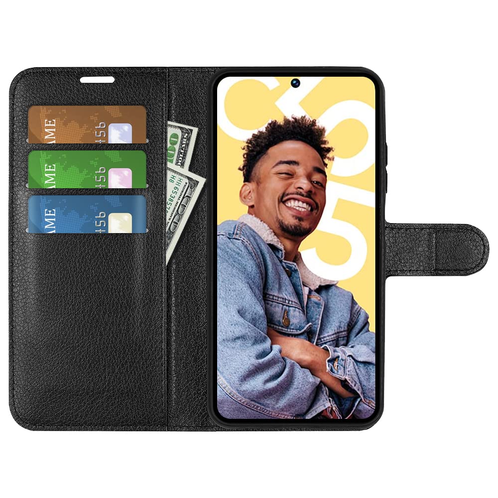 RonRun Cover Realme C55, Custodia a Libro con Supporto Stand e Slot Porta Carte Case a Portafoglio Magnetica in Pelle PU Adatto per Realme C55, Marrone