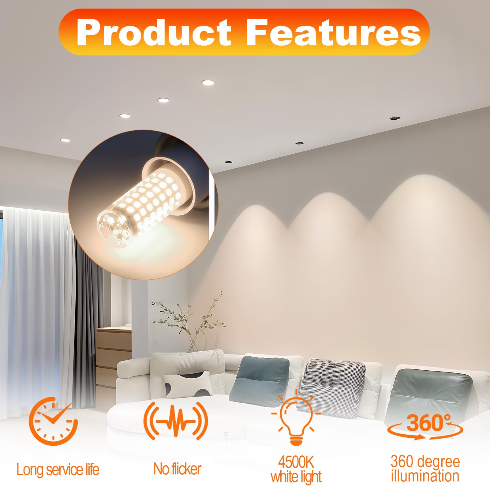 OddMart 6Pcs 3W G9 Light Bulbs LED Bulbs Natural Warm White 4500K - Image 2