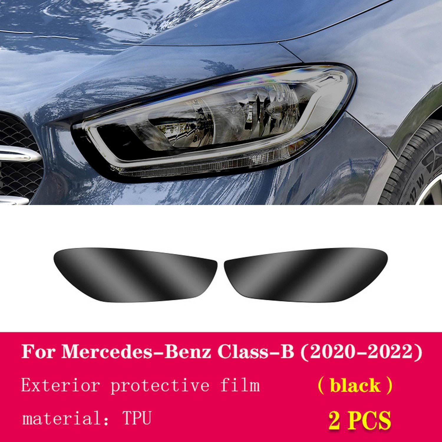 Car Exterior Film TPU PPF Headlamps Protective Film Anti Scratch Repair Membrane Smoked，for Mercedes-Benz Class-B W247 2020-2023