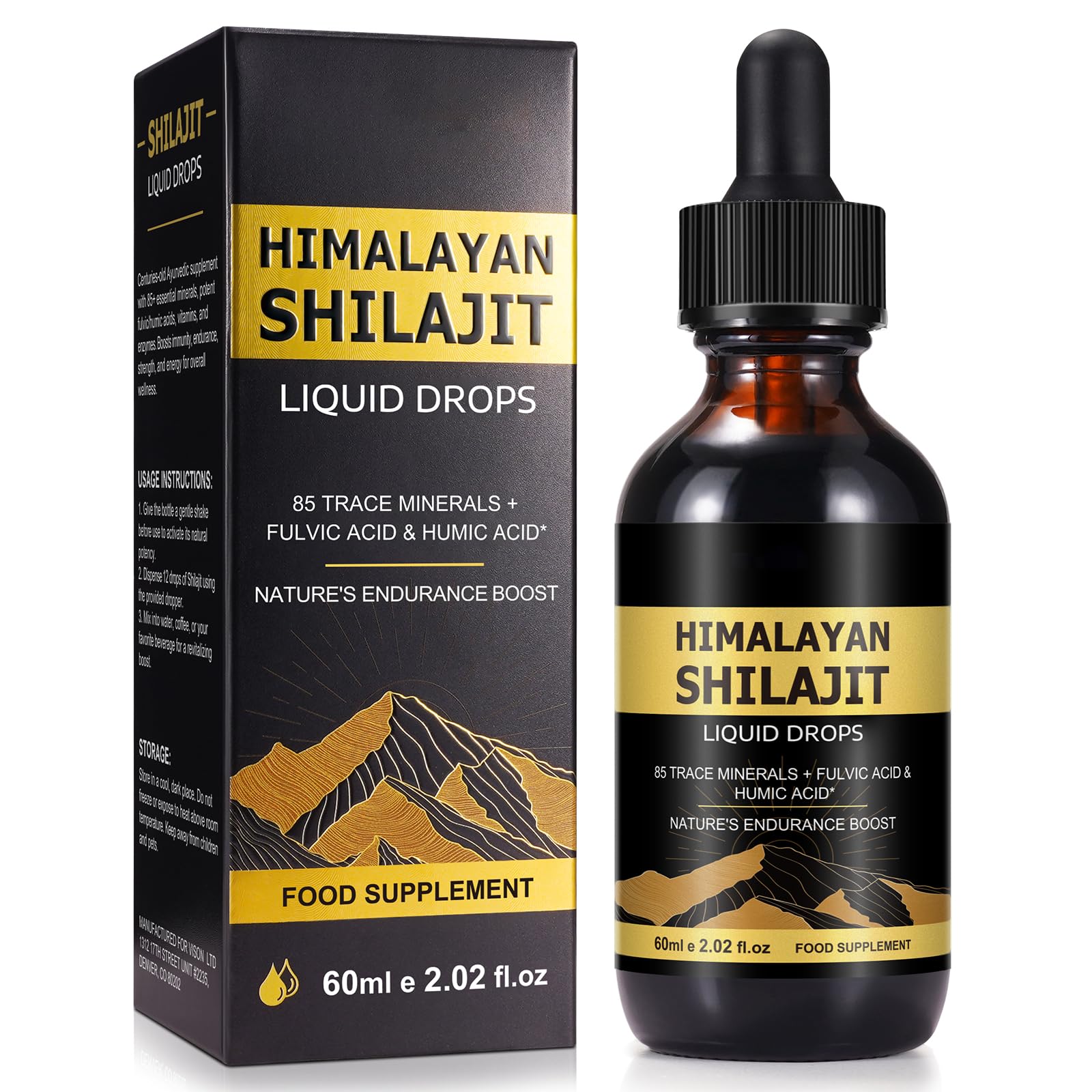 Shilajit Dro Pure Natural Himalaya Shilajit Sulemet con 85 tracce di acido minerale e acido fulvico acido umico acido fulvico Hatmala Shilajit liquido Dro Boot Immue Eergy for Wome ad Me
