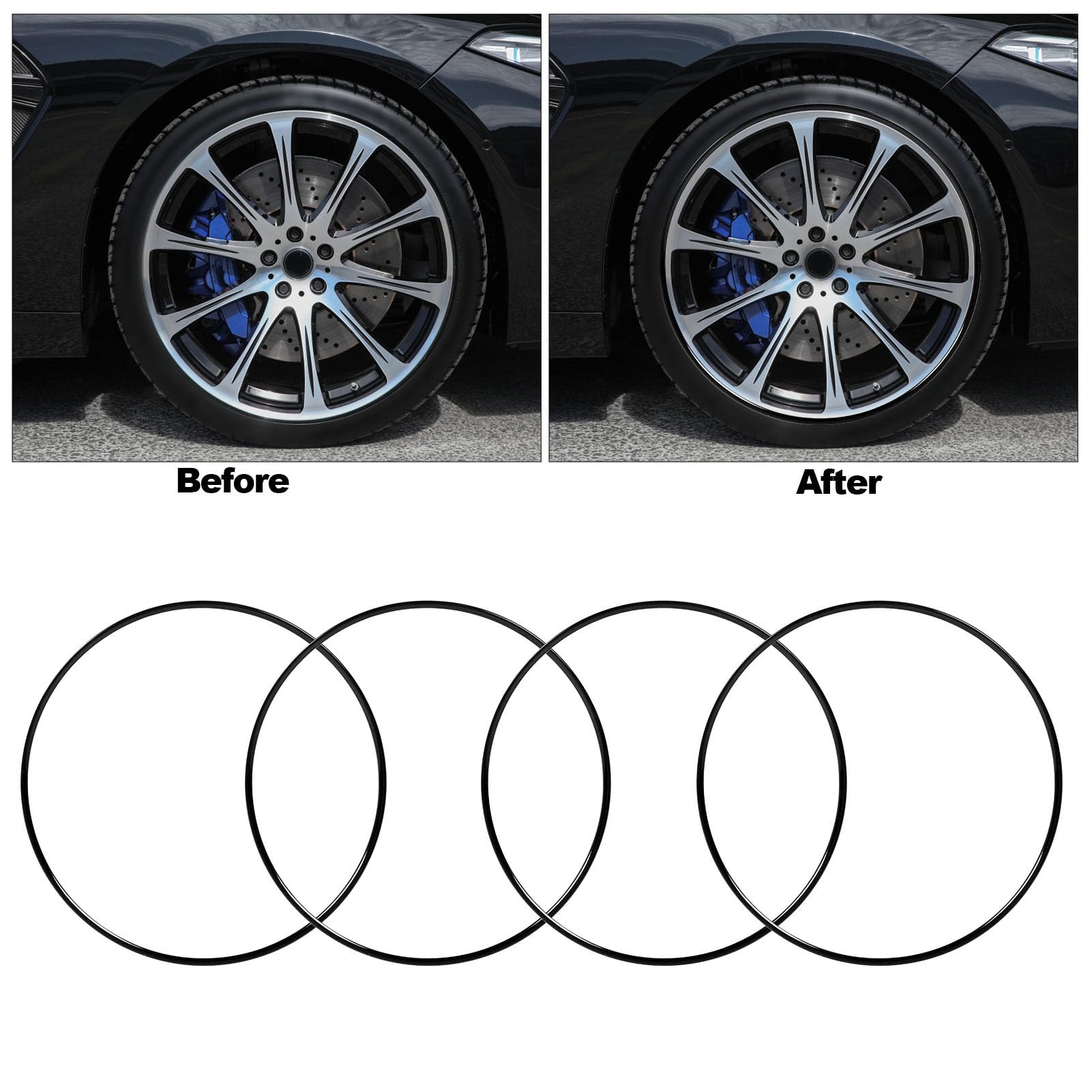 Akozon Anneau de Protection de Jante de Roue de 21 Pouces, en Alliage D'aluminium, Anti-Rayures, Anti-Collision, Garniture de Protection Auto-adhésive pour Voitures