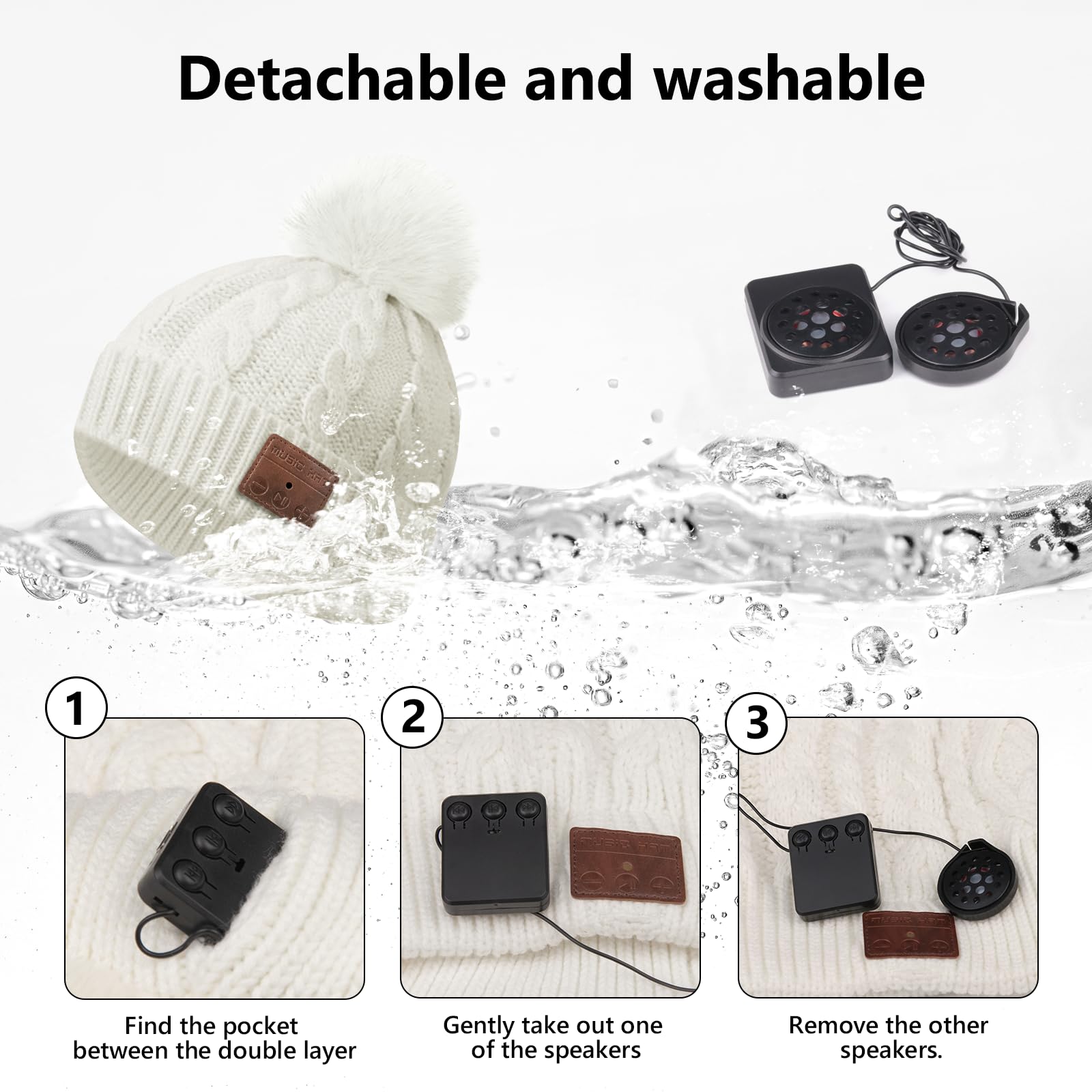 puersit Gorro Bluetooth 5.2 Hat Gifts, De Invierno Cálido y Suave con Música y Auriculares inalámbricos estéreo HD para al Aire, Regalo para Amigos y Familiares