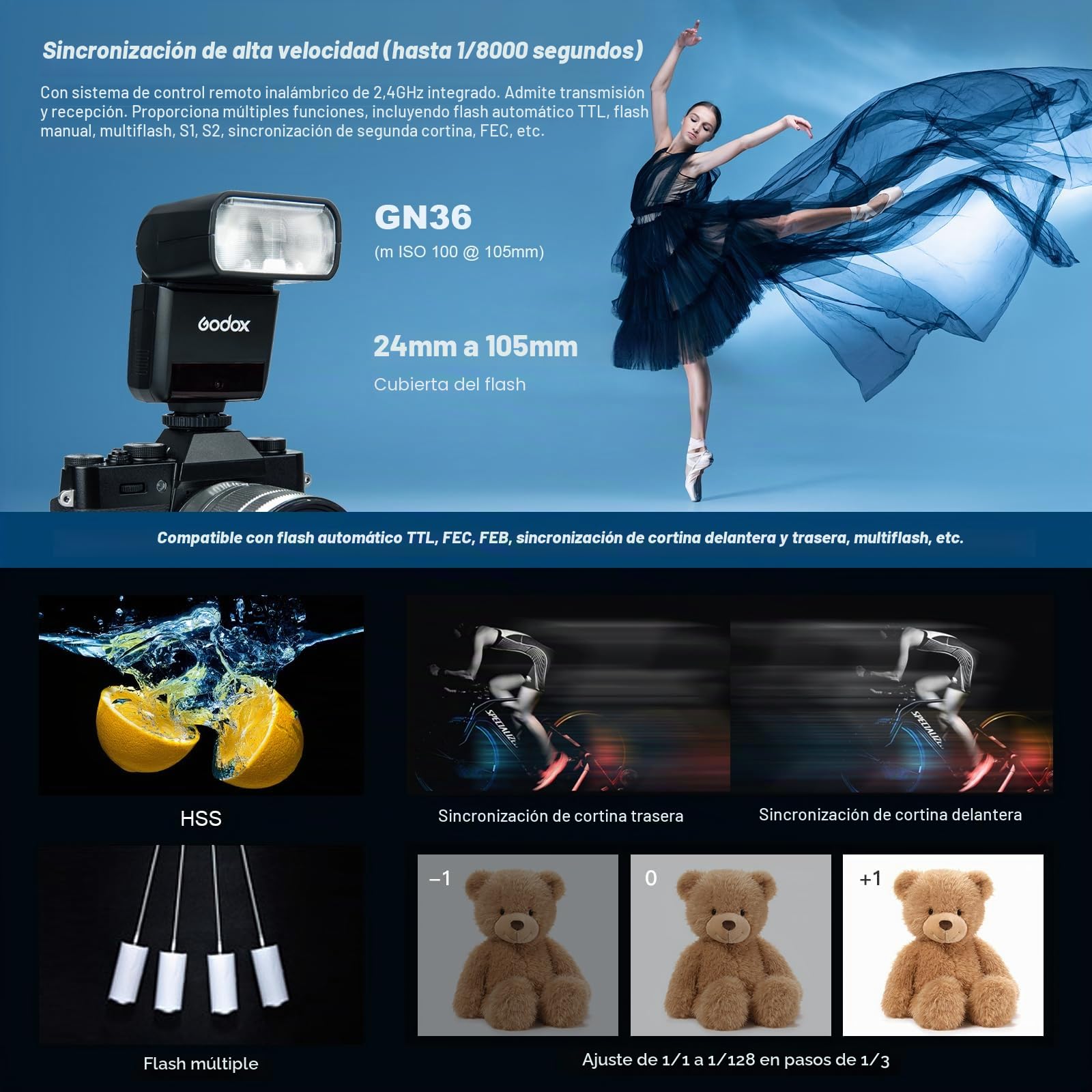 Godox TT350N Inalambrico Camara Flash para Nikon 2.4G Wireless X System 1/8000s TTL HSS Mini Portátil Speedlite 2500mAh Battery 0.1~2.2s Recycle Time Adecuado D800 D700 D7100 D7000 D5200