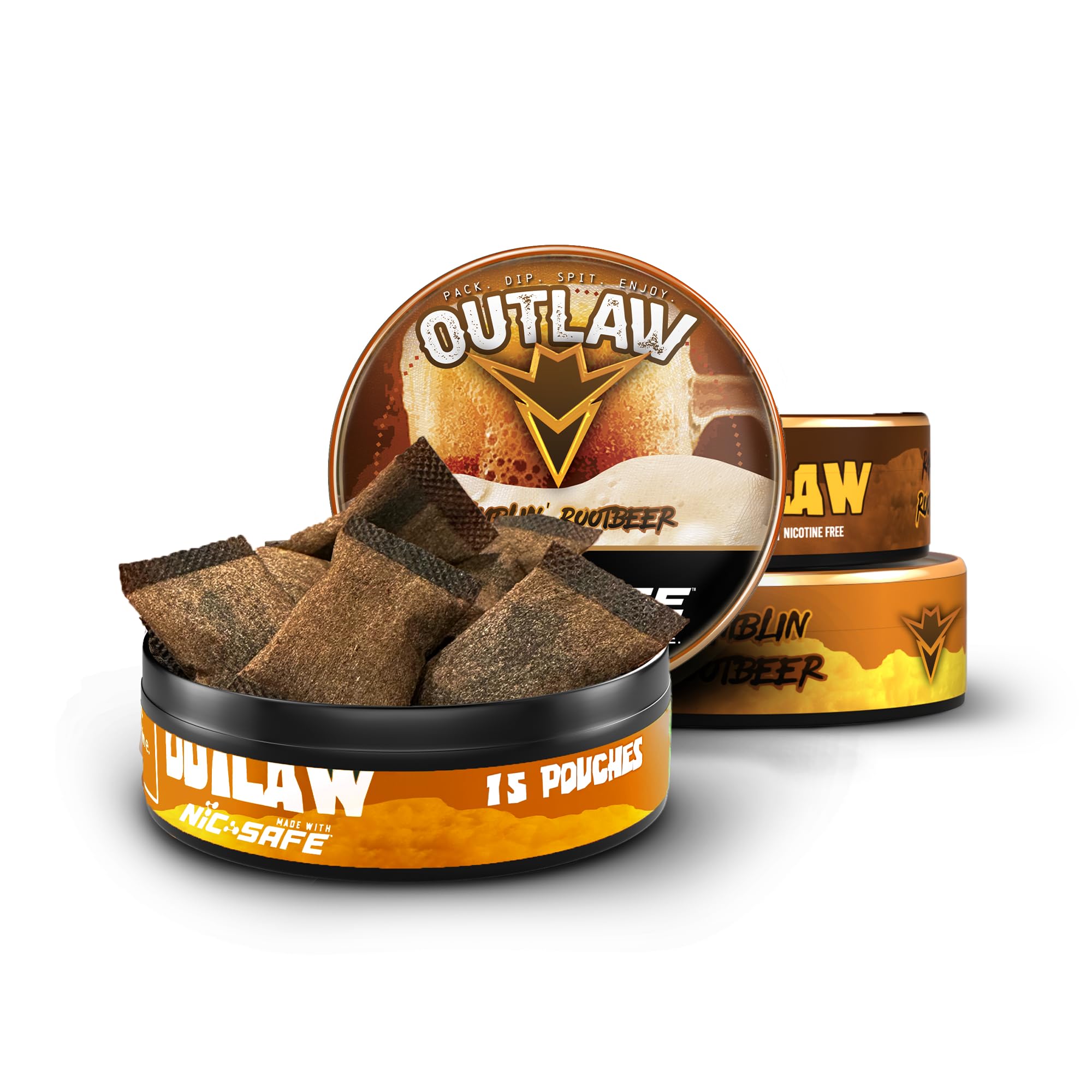 Outlaw Ramblin' Root Beer NiC-Safe™ Pouches - 3 Pack - Tobacco Free - Nicotine Free