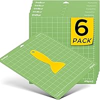 HTVRONT 6-Pack 12x12 Standard Grip Cutting Mats for Cricut Maker 3/4, Explore 3/4, Air 2/One - Durable Sticky Mats with Free Scraper
