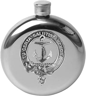 Gillespie 5 oz Round Clan Crest Scottish Badge Flask