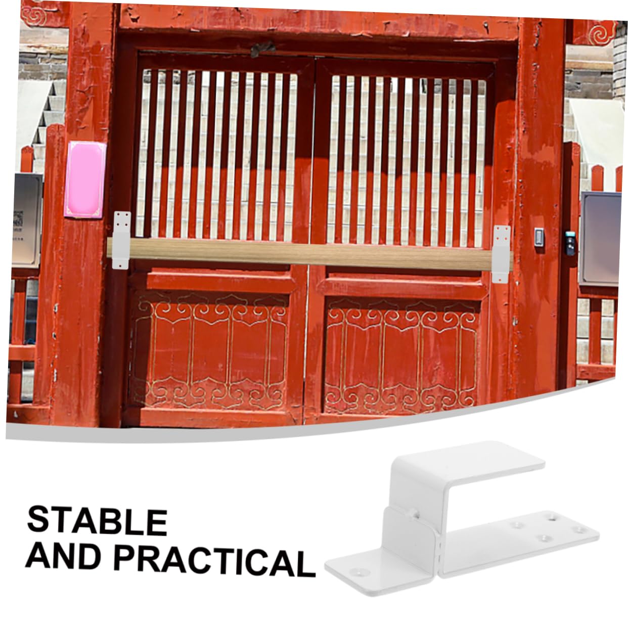 HOMSFOU Support en Acier pour Barre de Sécurité de Porte, Design en U Épaissi, 4 Pièces, pour Porte de Grange ou Abri, Maintient Sécurisé et Empêche L'ouverture Accidentelle
