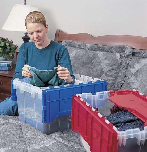 Miniatura 10 de Akro-Mils 66486RDGRN - Contenedor apilable de plástico de 12 galones con tapa con bisagras adjunta, 21-12 pulgadas x 15 pulgadas x 12-12 pulgadas,