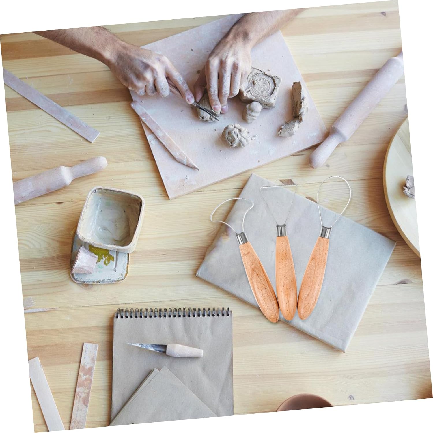 STOBOK 2sets Ceramic Spatula Clay Sculpting Tool Textured Art Tools Plaster Tool Wet Clay Scraper Polymer Clay DIY Clay Texture Scraper Pottery Garnish Tools Air Dry Clay Stainless 3pcs*2