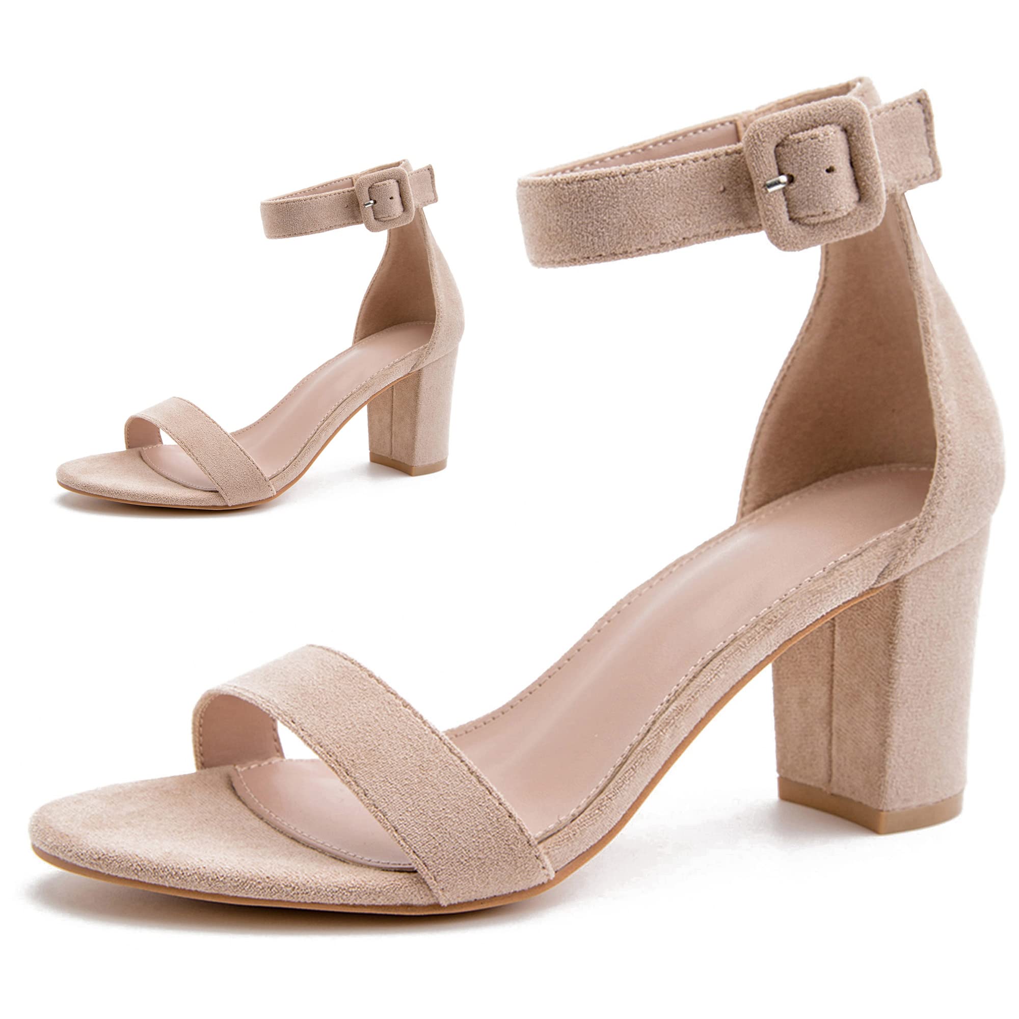 Nude Block Heels Closed Toe Chunky Heel Sandals main image 1