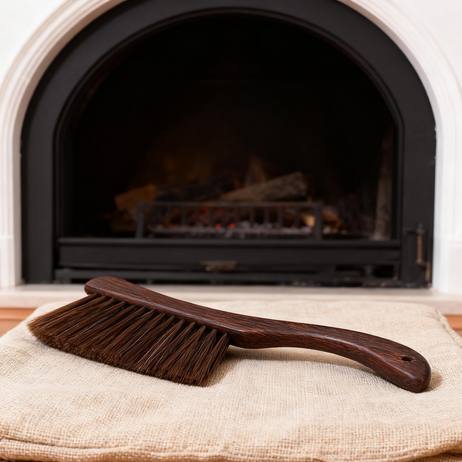 Set 2 Spazzole per Stufa a Legna Manico in Legno di Wengé, Spazzola per Cenere e Polvere, Strumenti la Pulizia del Braciere, Adatte per Cucina a Legna e Caminetto