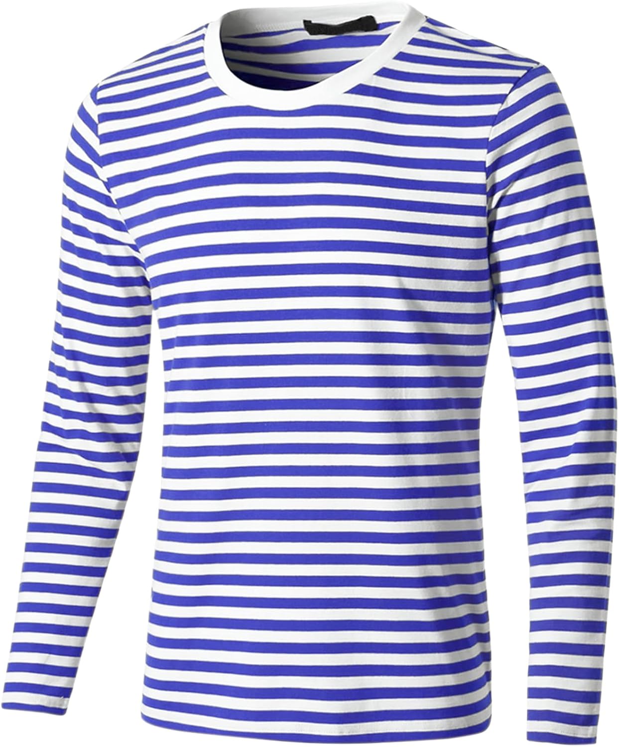uxcell Men's Striped T Shirt Crew Neck Long Sleeve Casual Cotton Pullover Tee Top