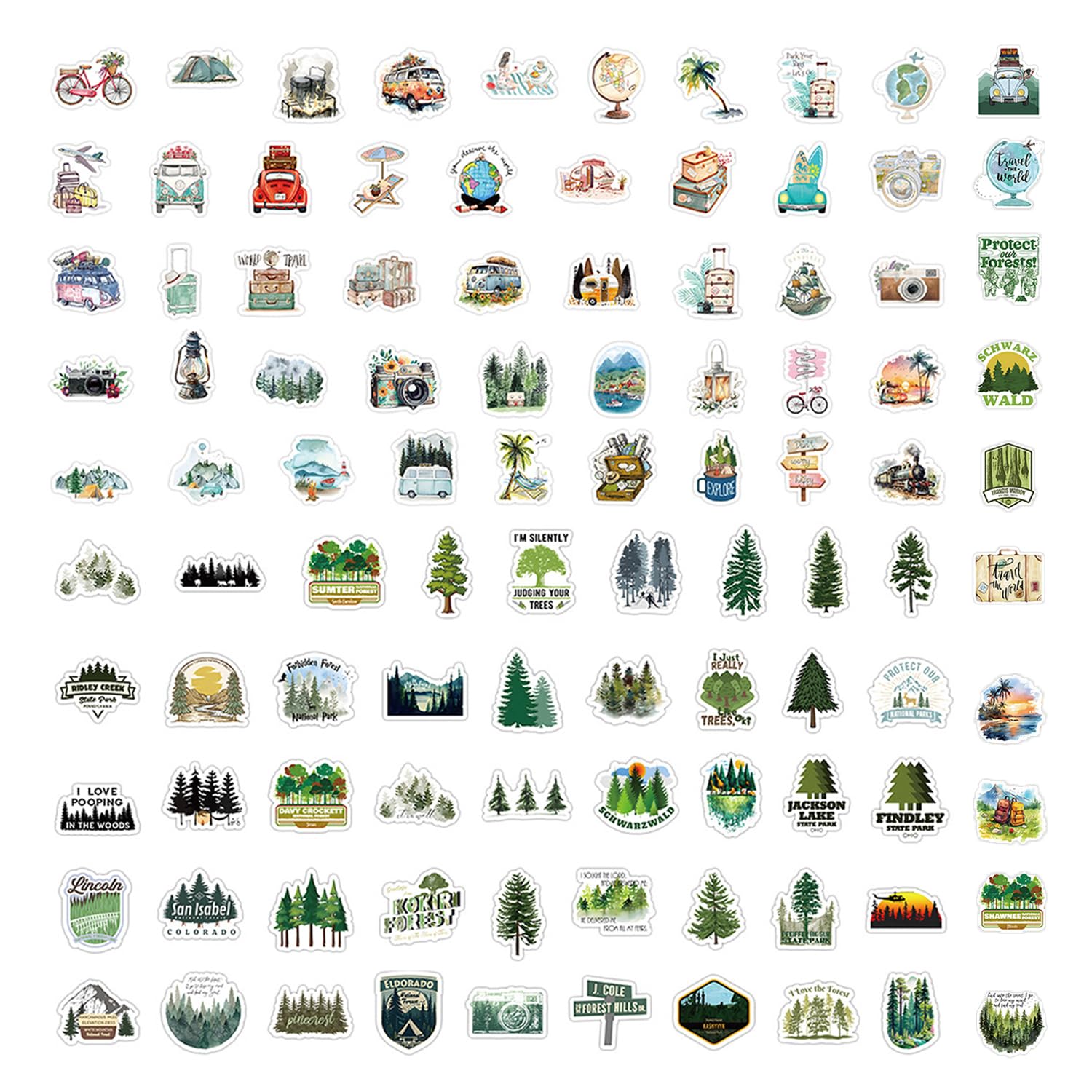 Oodjvn Color 200 Pieces Of Travel Stickers, Luggage Decoration Stickers, Travel Commemorative Stickers, Hand Account Photo Album Decoration Stickers, Suitable For Notebooks, Suitcases.