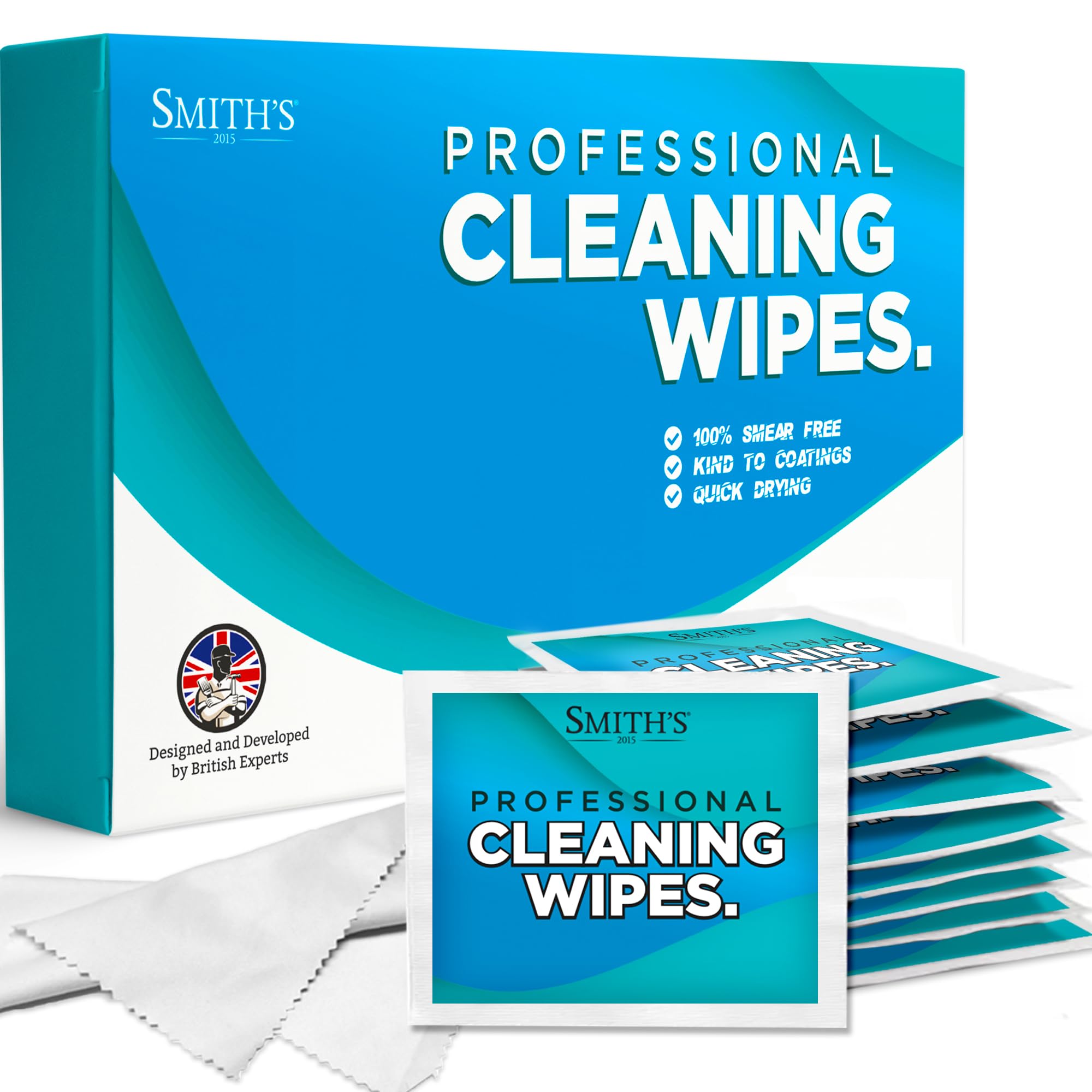 Professional Screen Wipes by Smith’s® | 120 Pack | 14 x 14cm | Perfect Cleaning Wipes for 17” Monitors, Laptops, iPads, Mobile Phones, 17” LCD TVs, Tablets, PCs, Keyboards & More!