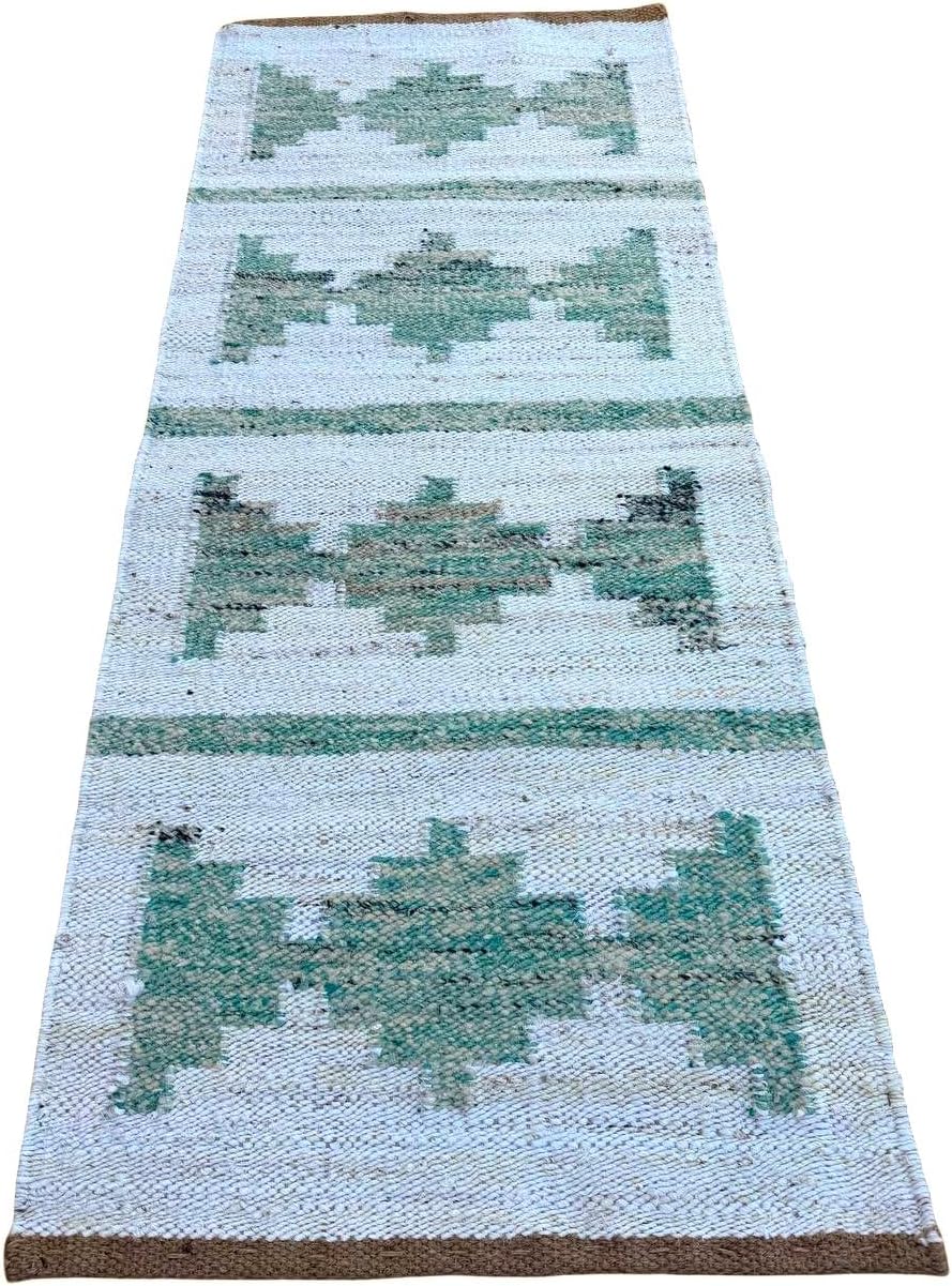 Handwoven Hemp Jute Stair Runner Geometric Design Home Use (3 x 20)