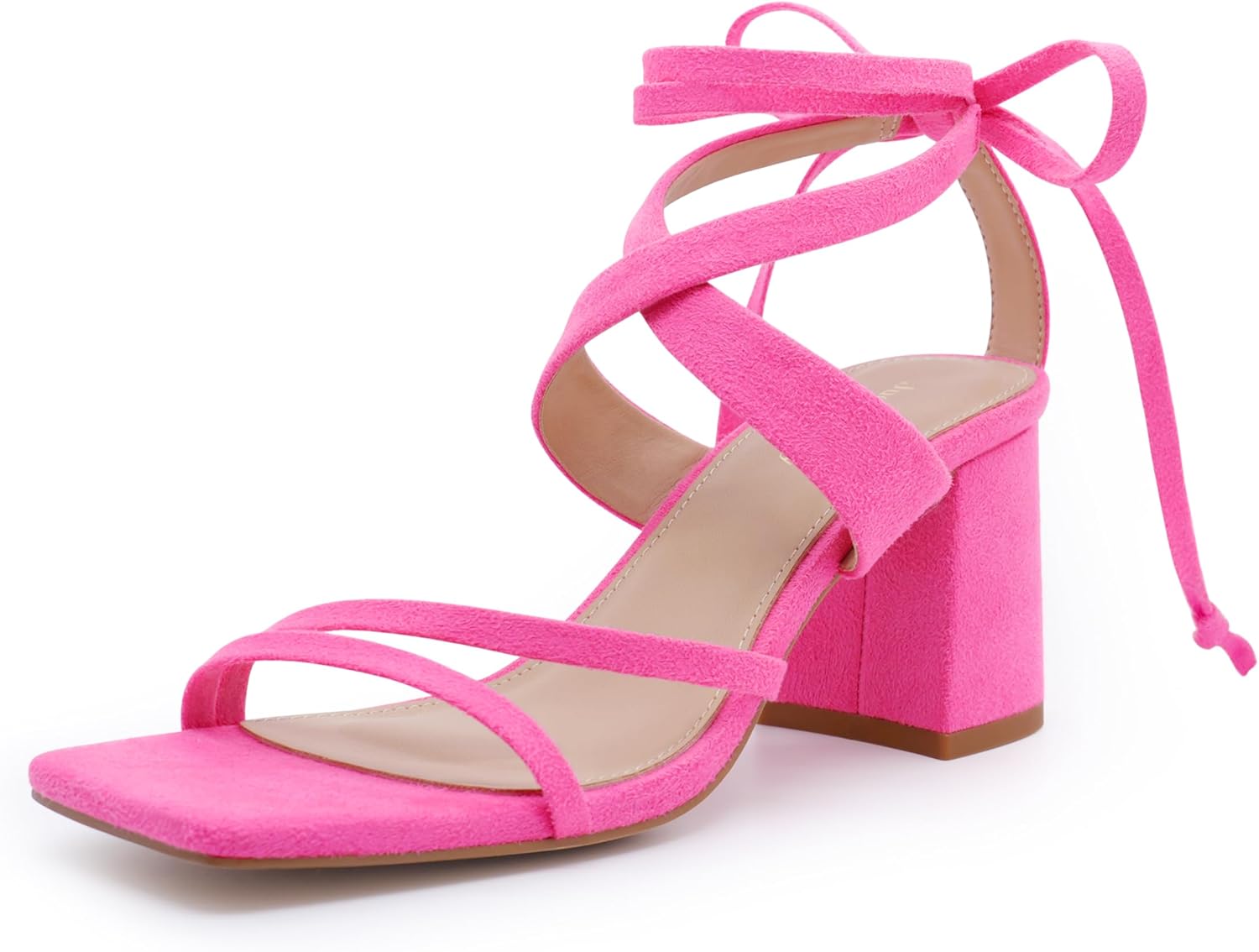 Women's Strappy Heels Lace Up Sandals Square Toe Block Heel Wedding Party Dress Shoes