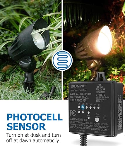 Miniatura 7 de SUNVIE Paquete de 8 luces de cubierta de bajo voltaje con conector de cable Fastlock2 de 5 W, luces LED de escalera, transformador de bajo voltaje