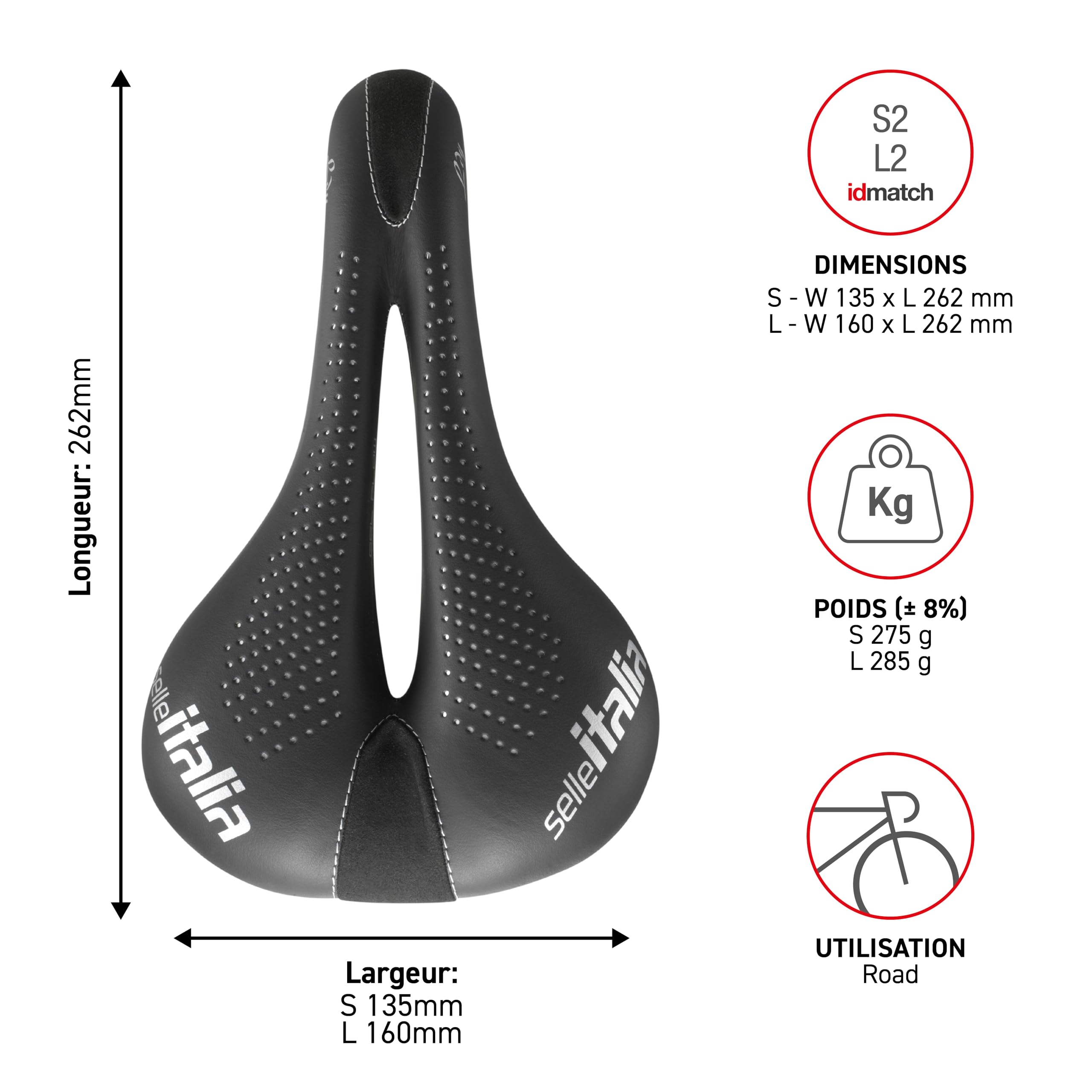 Selle Italia Lady Gel TM Flow - Selle de Route pour Femme, Cadre en Manganèse Ø7, Selle Gran Turismo Fibra-Tek, Gel Confort, Absorbeur de Chocs