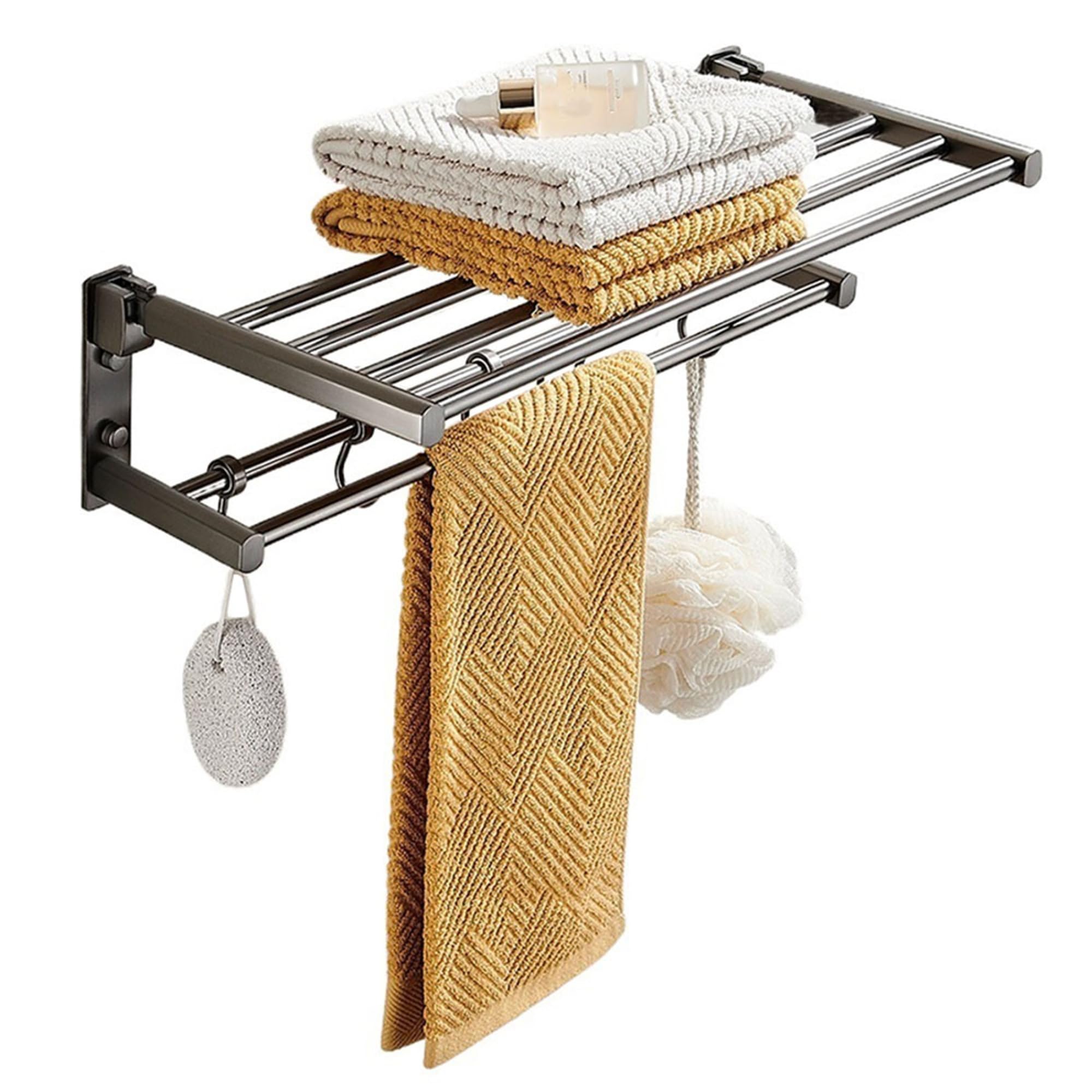 Bathroom Shelves Foldable Towel Rack, Wall Mounted Shelf, Holder for Bathroom Shower Organizer(Large)