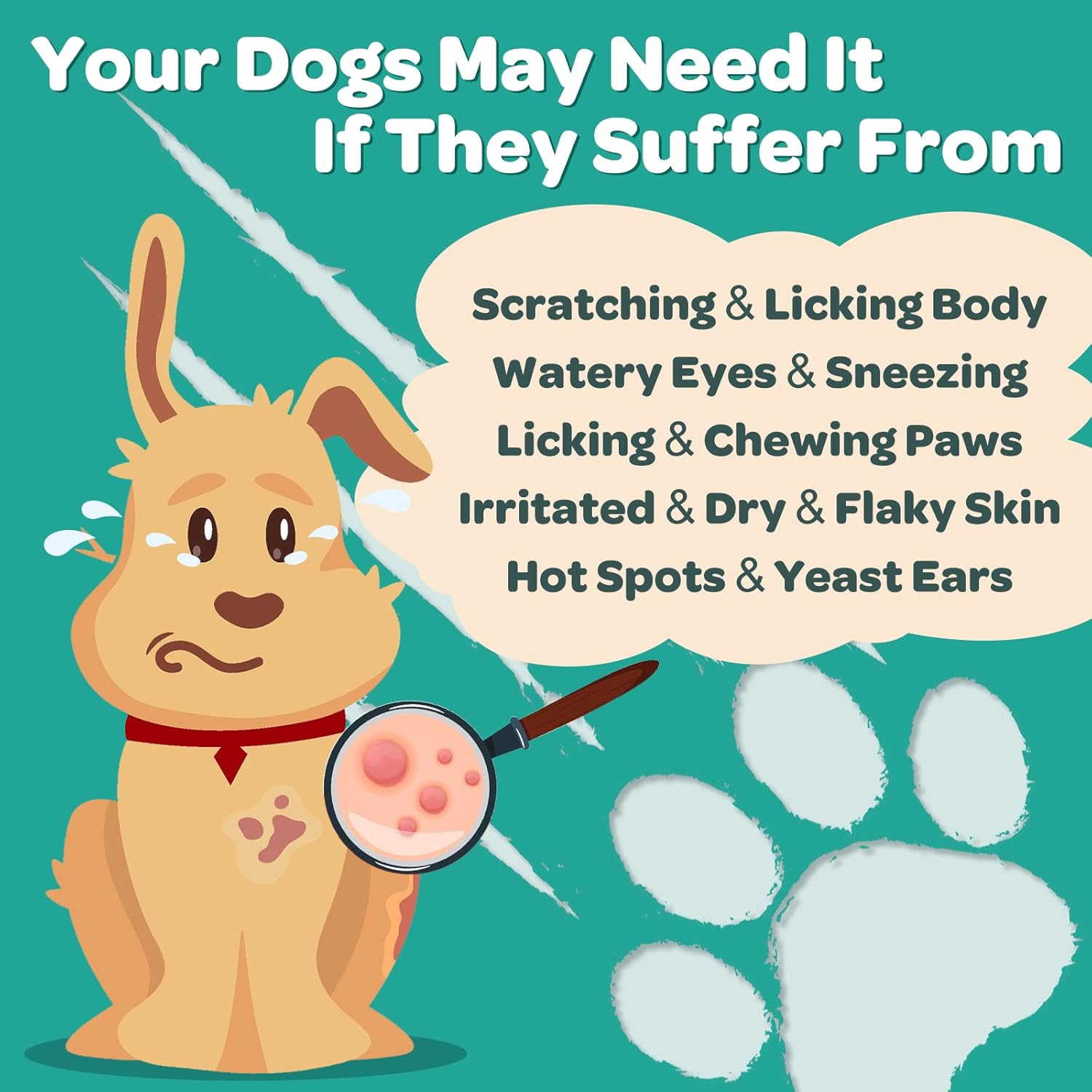 NATURE TARGET Probiotics for Dogs, with Prebiotics & Digestive Enzymes, Vitamins & Omega 3 for Allergy Itch Relief, Reduce Diarrhea, Gas, Stop Pawlicking, Hot Spots, Shedding