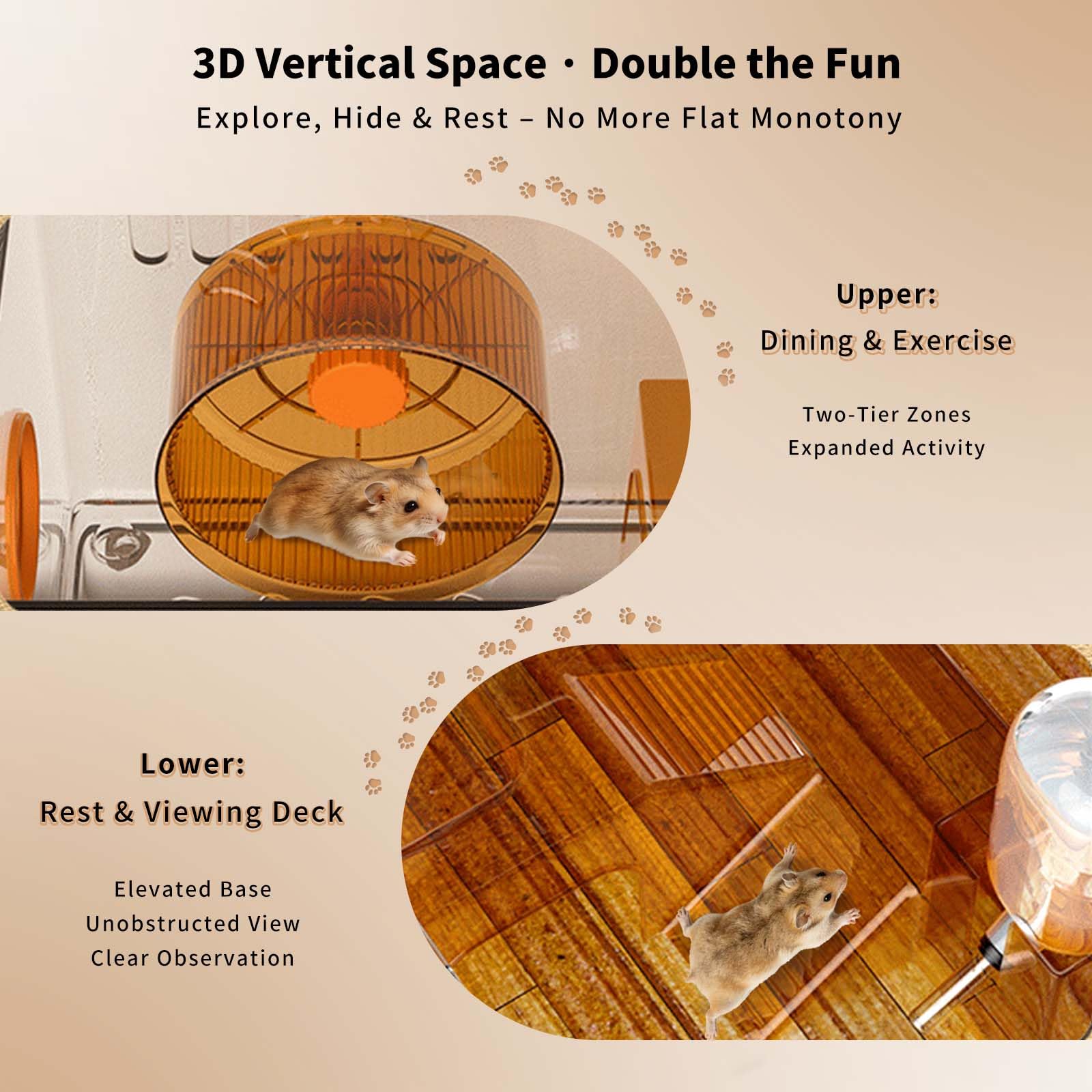 360° Vollansicht Hamsterkäfig 31.5x21.5x20.5cm,2 Etagen Belüftet Kleintierkäfig,Nagerkäfig mit 7 Mäusekäfig Zubehör,für Nager, Mäuse, Zwerghamster und andere Kleintiere zur Zucht und Haltung