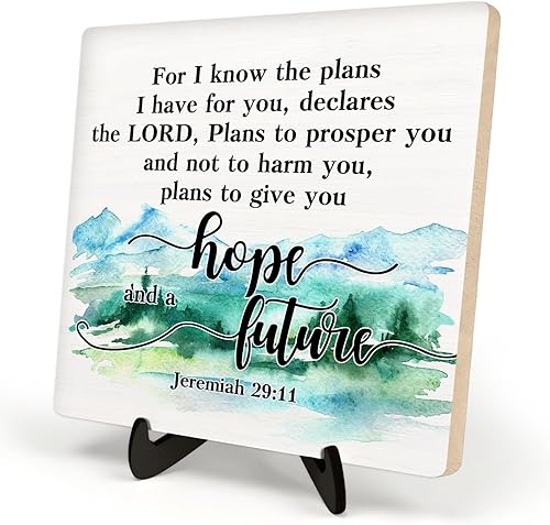 Miniatura 15 de Decoración inspiradora cristiana de oficina, decoración cristiana, letrero de placa de madera rústica para oficina, hogar, sala de estar (negro,