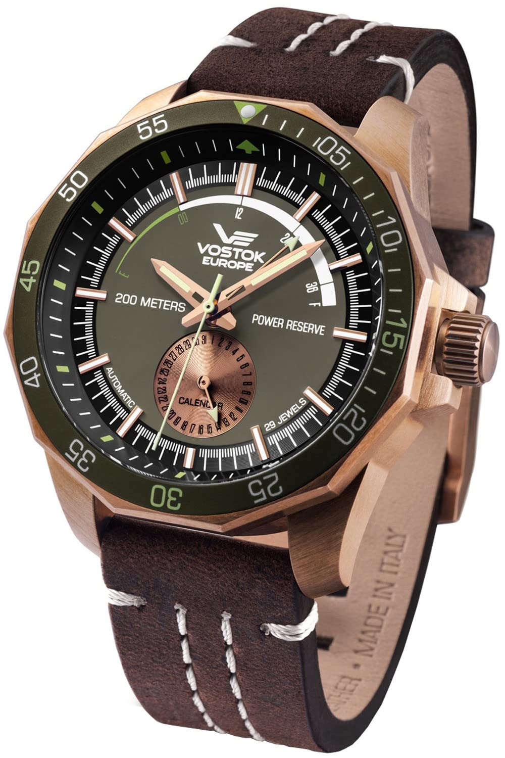 Vostok Europe Reloj analógico automático para Hombre con Correa de Piel 225O565, marrón, Correa