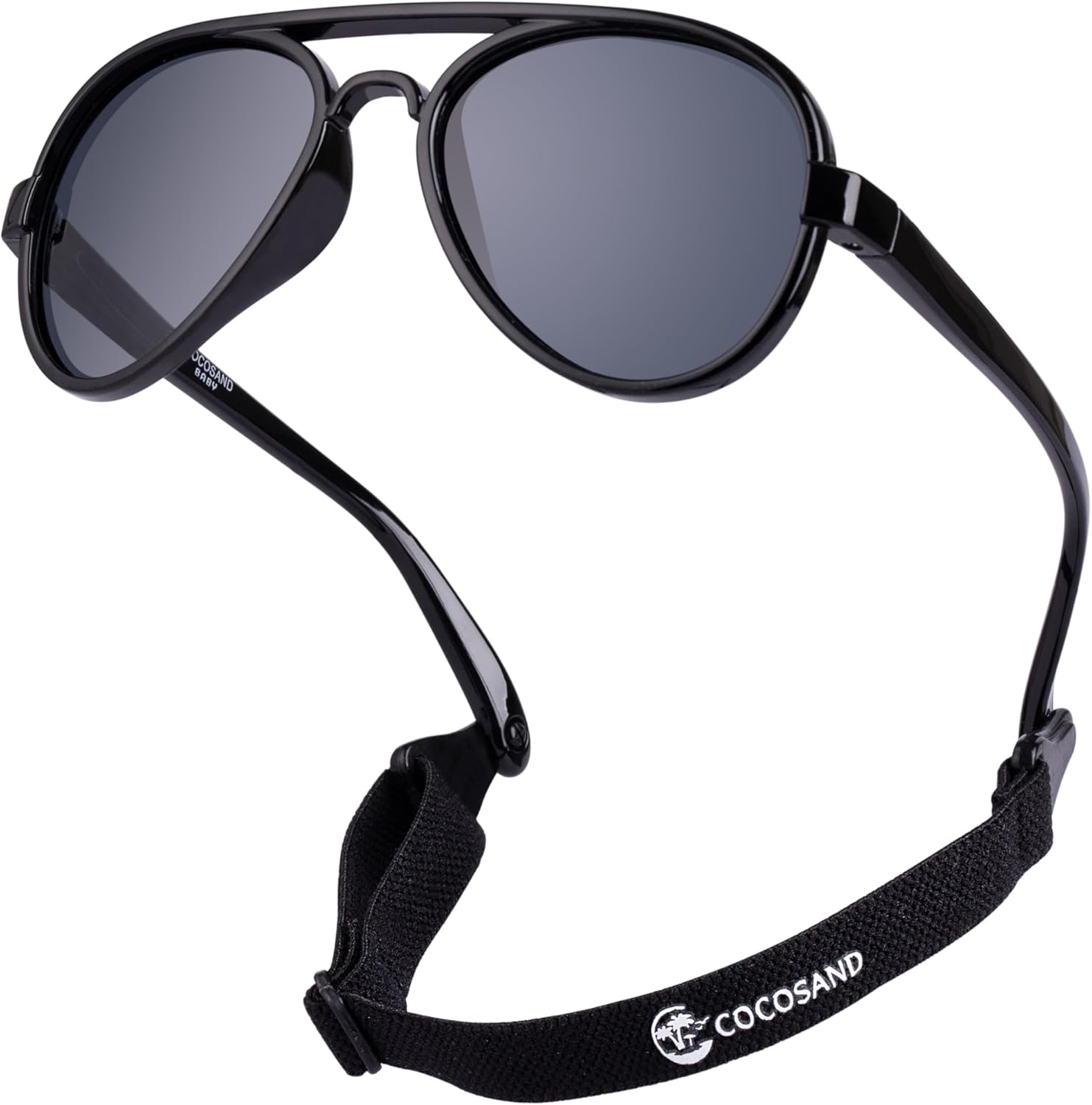 COCOSAND Baby Boys Girls Aviator Sunglasses with Strap Polarized Flexible Retro Pilot for Infants Toddler Age 0-24 Months